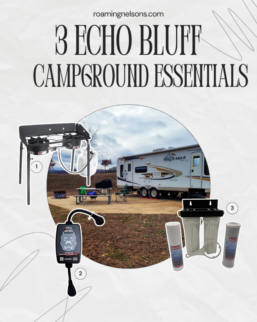 graphic showing camping essentials