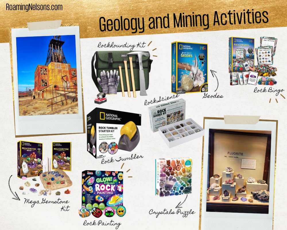 graphic of geology and mining activities for kids