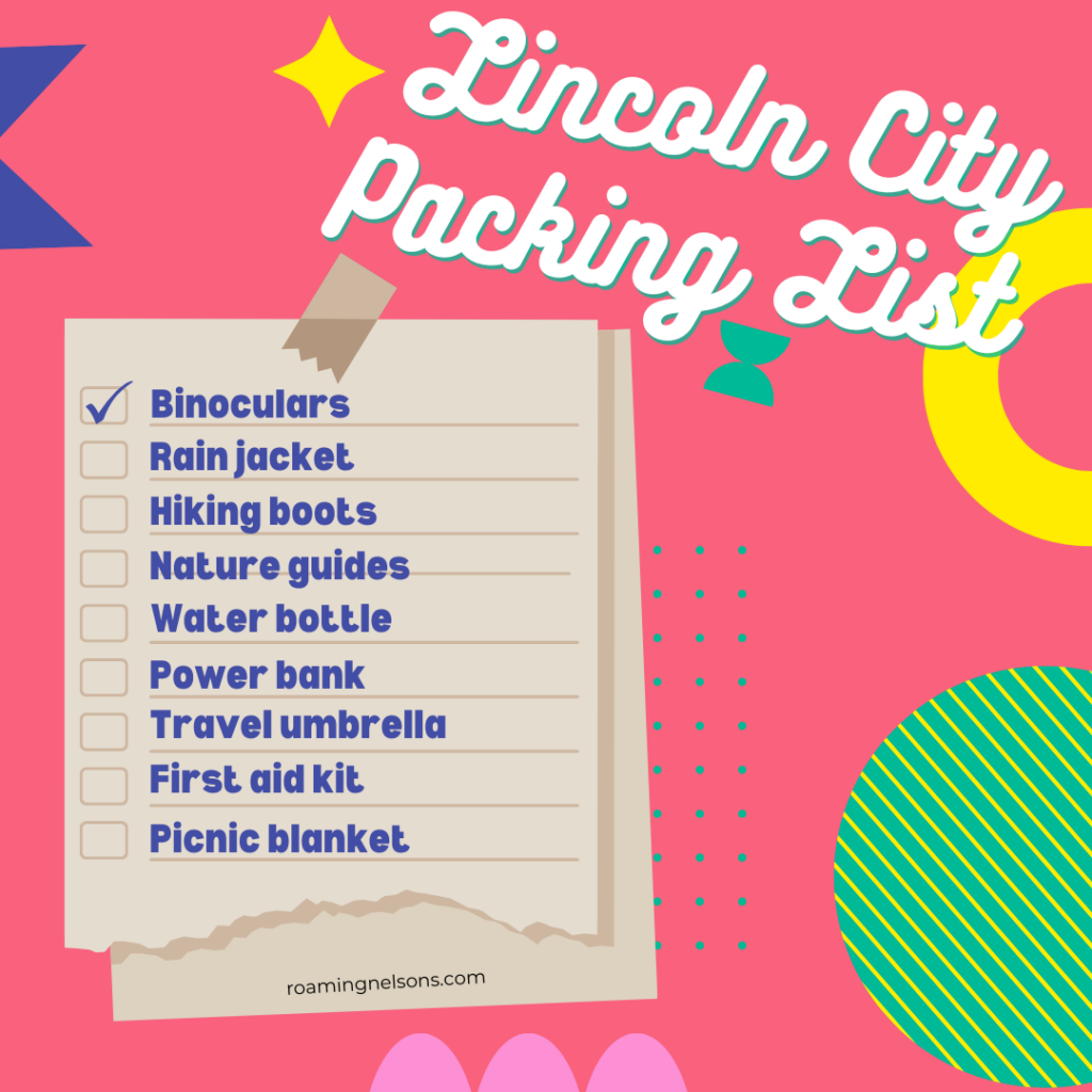 graphic of lincoln city packing list