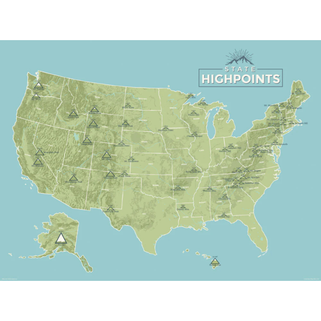 photo of best maps ever state highpoints checklist map poster