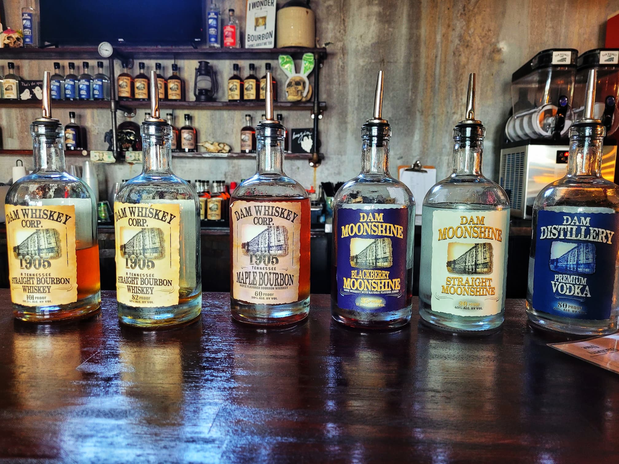 photos of dam whiskey co bottles