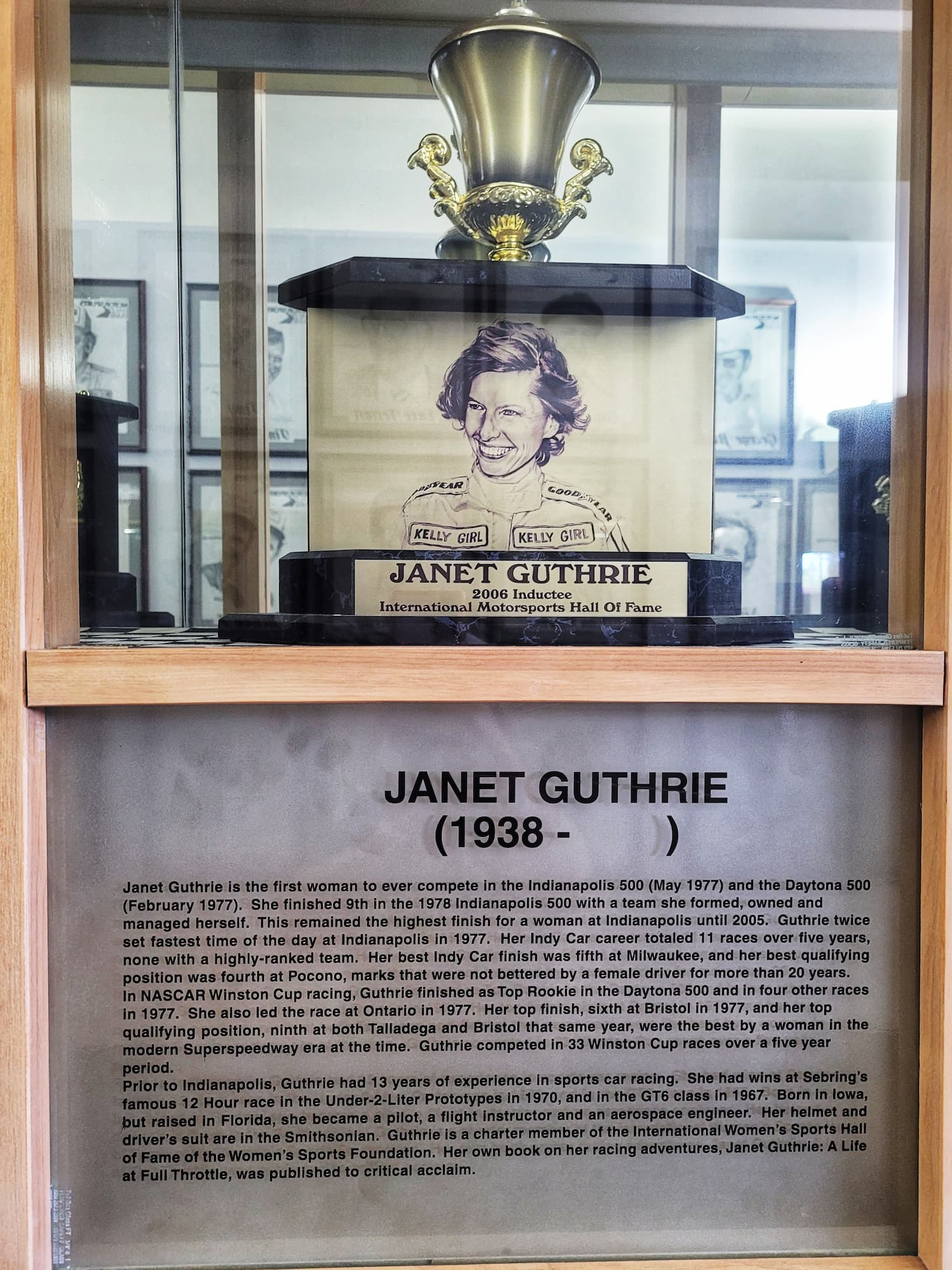 photo of janet guthrie plaque
