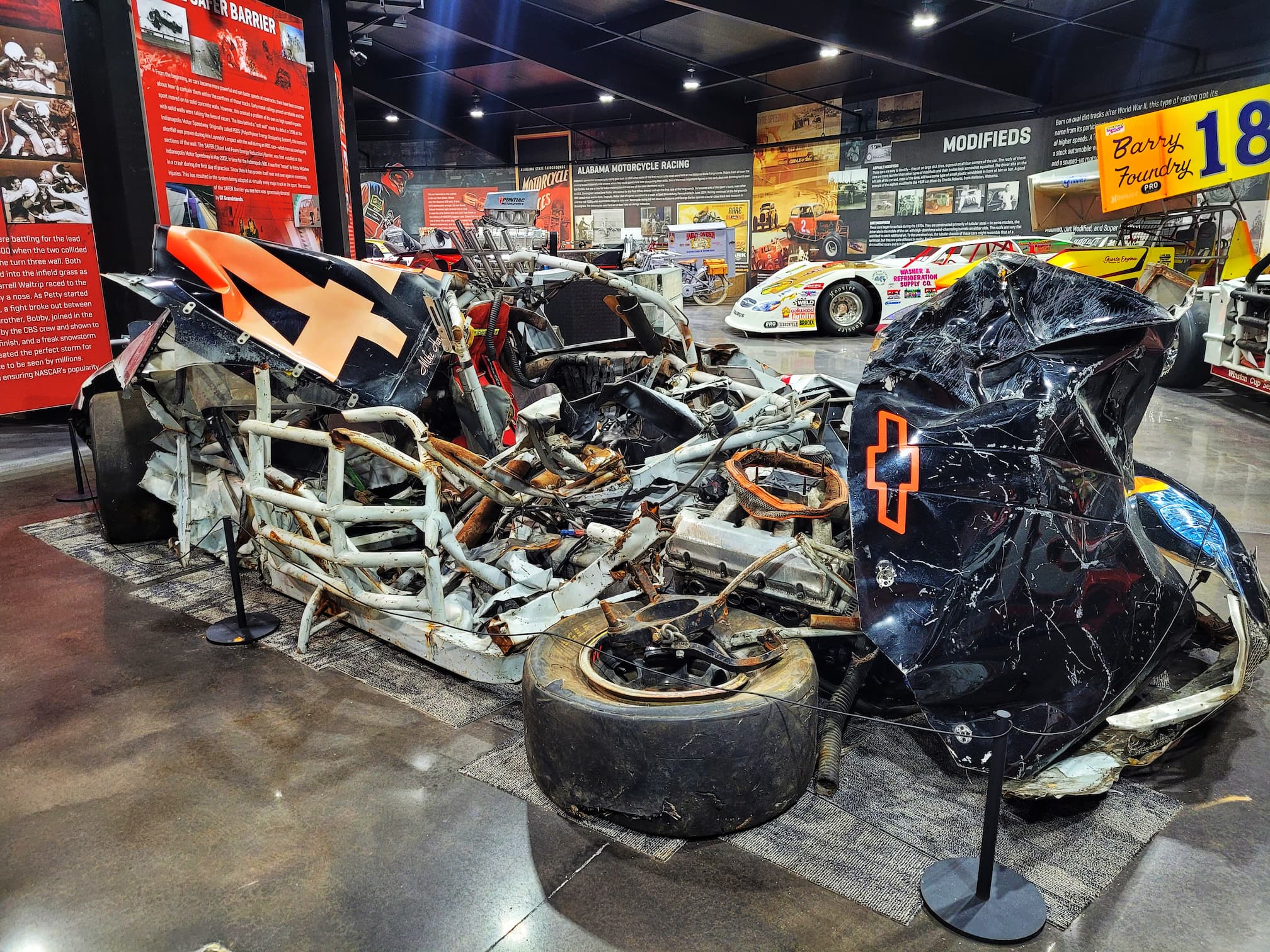 photo of crashed racecar