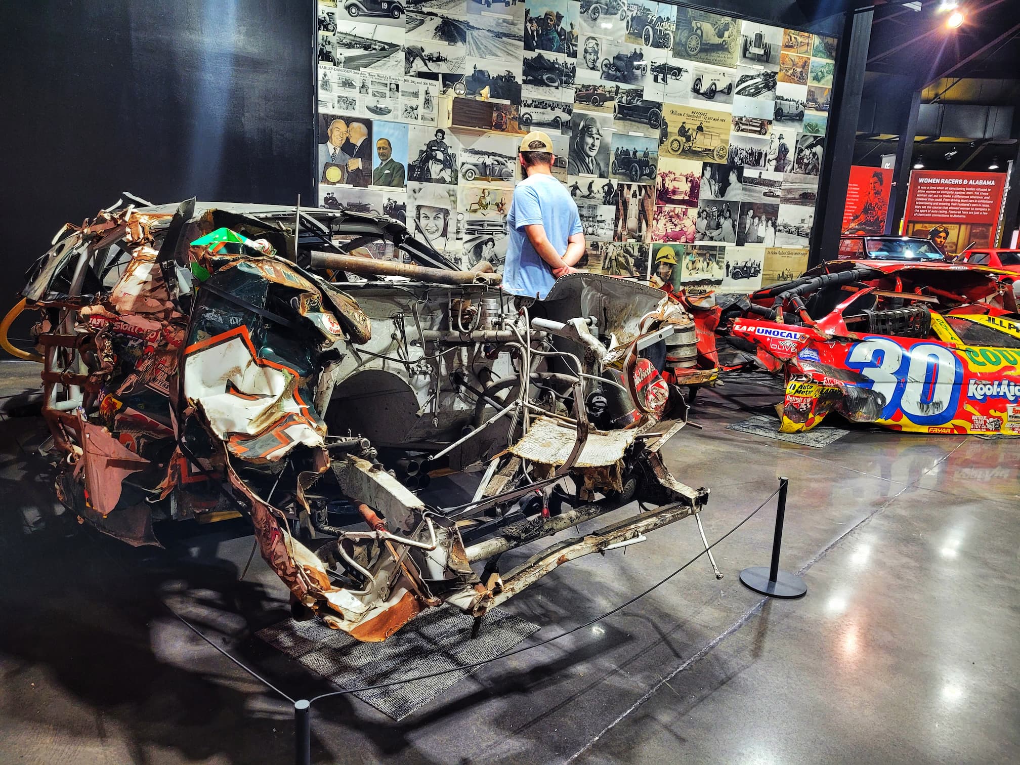 photo of wrecked racecar