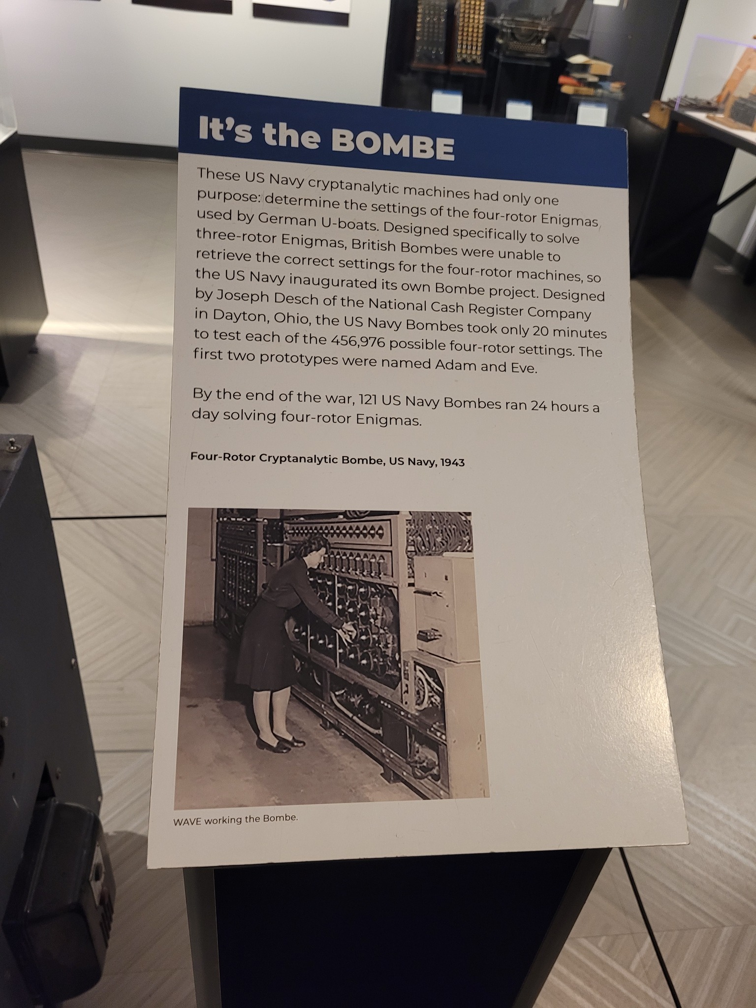 photo of enigma decoding machine sign