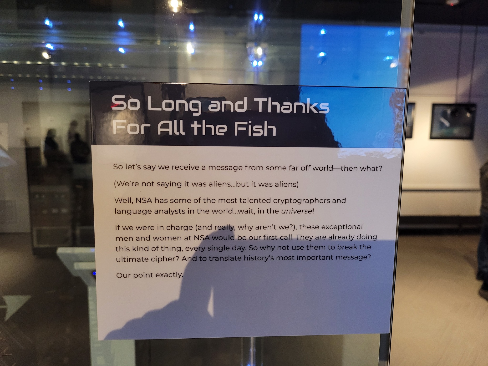 photo of national cryptologic museum funny sign