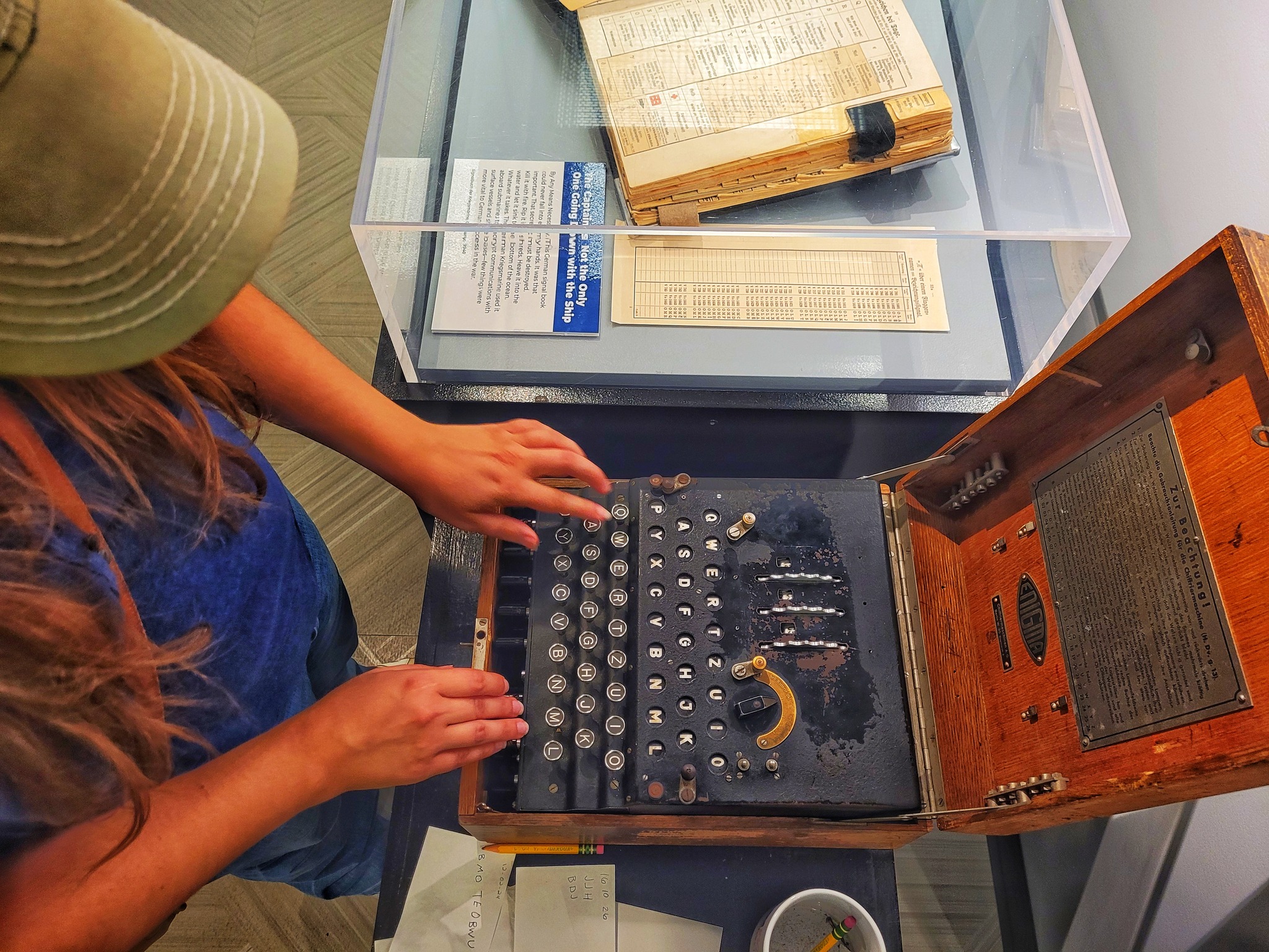 photo of jen using enigma machine