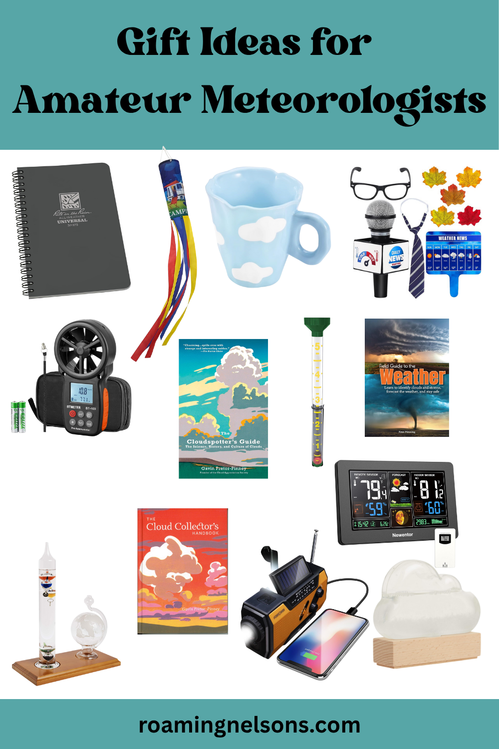 graphic showing gift ideas for amateur meteorologists