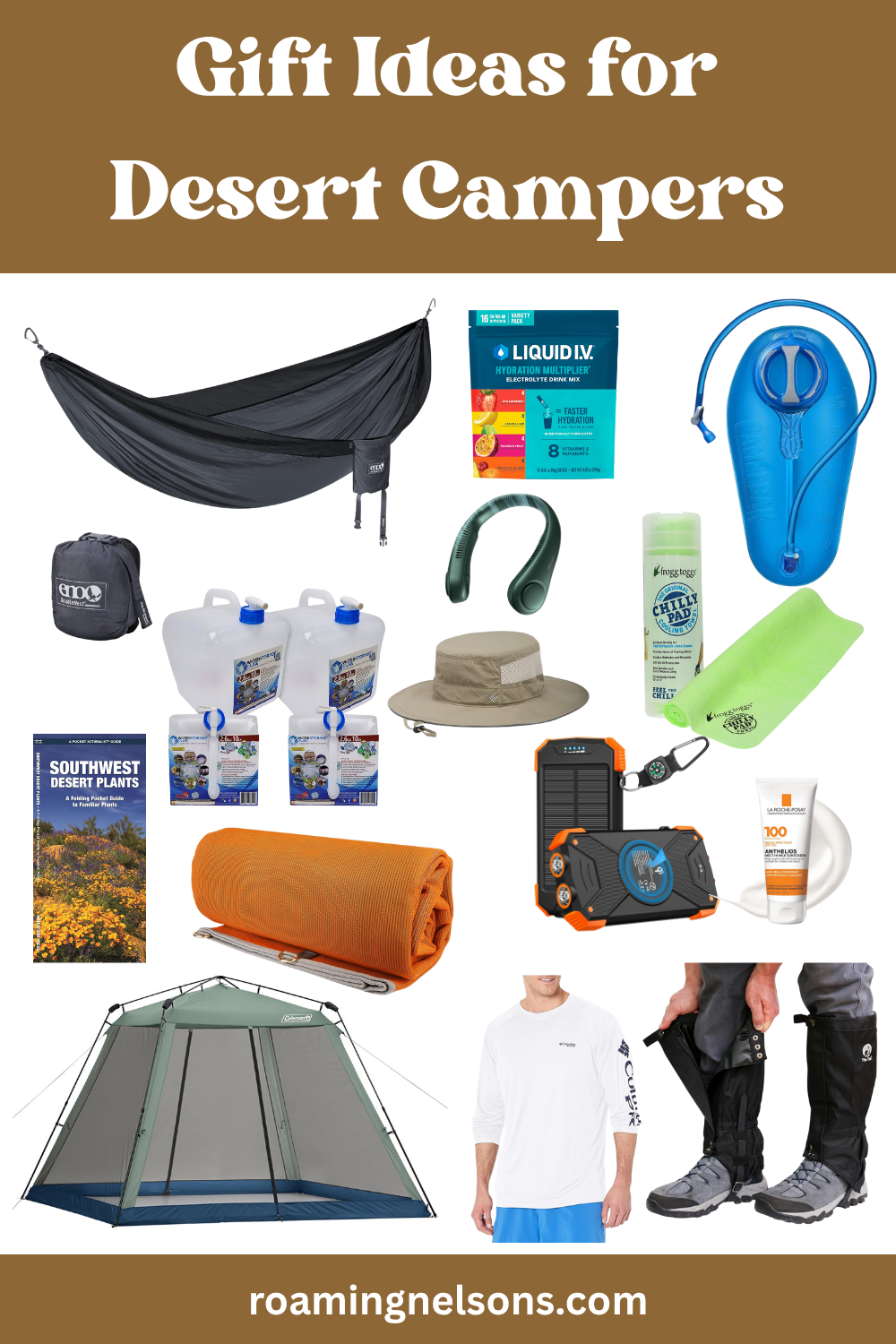 graphic showing gift ideas for desert campers