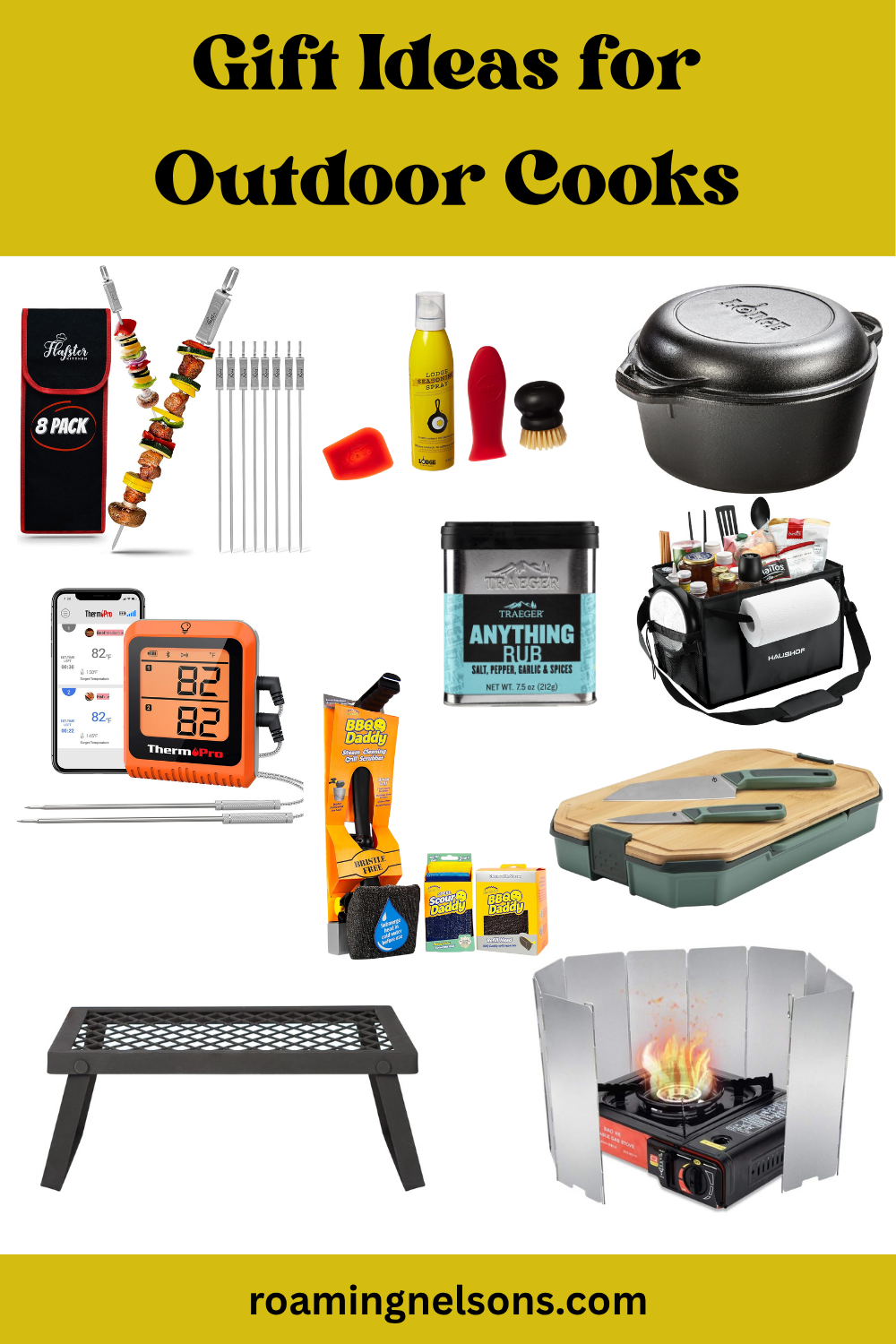 graphic showing gift ideas for outdoor cooks