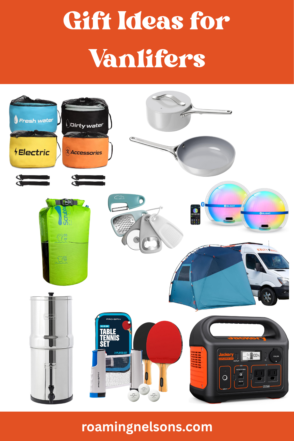 graphic showing gift ideas for vanlifers