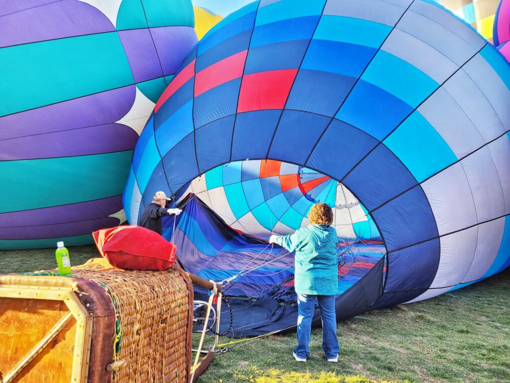 photo of hot air balloon inflating