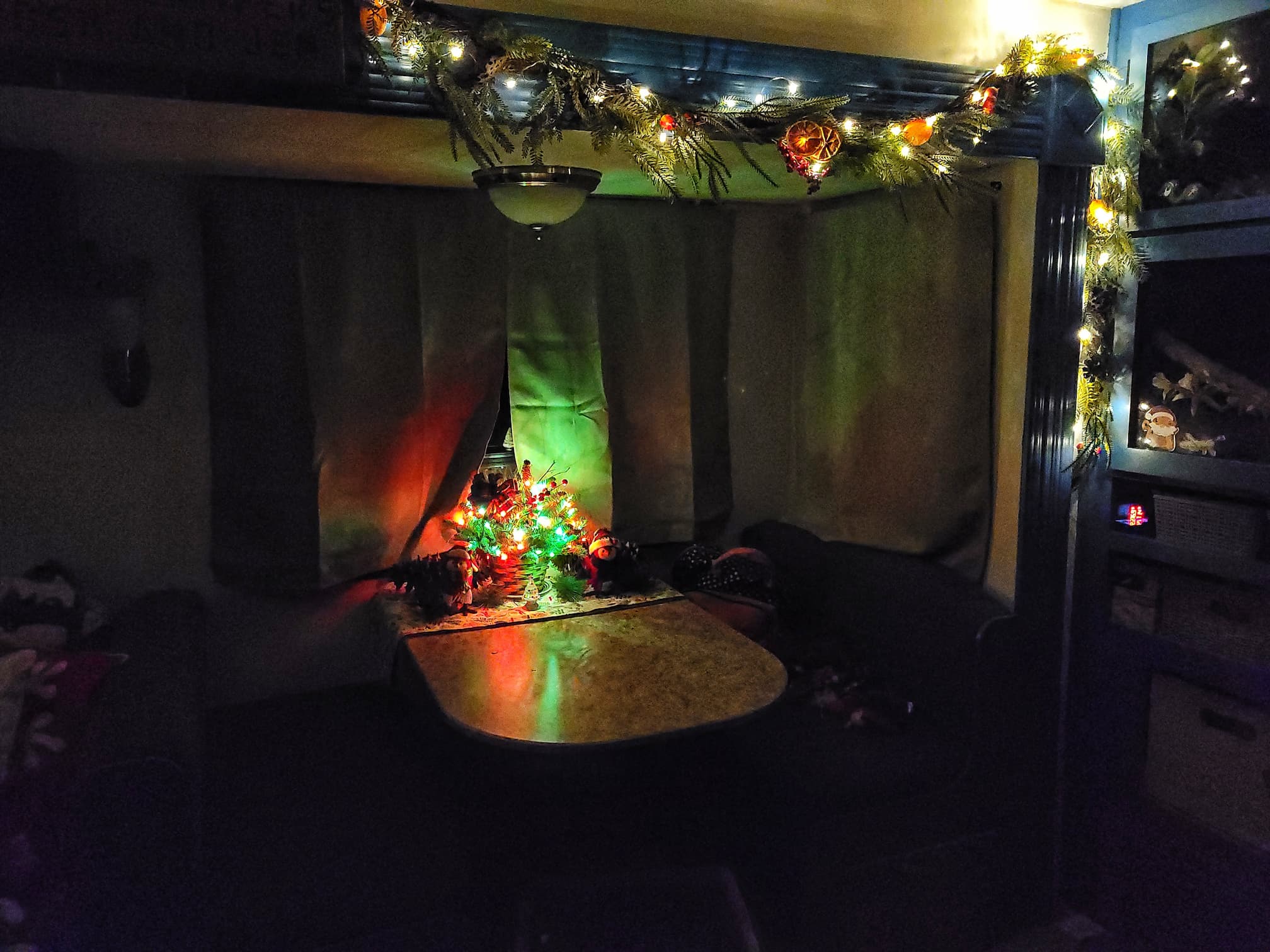photo of my 2023 christmas decor in our rv