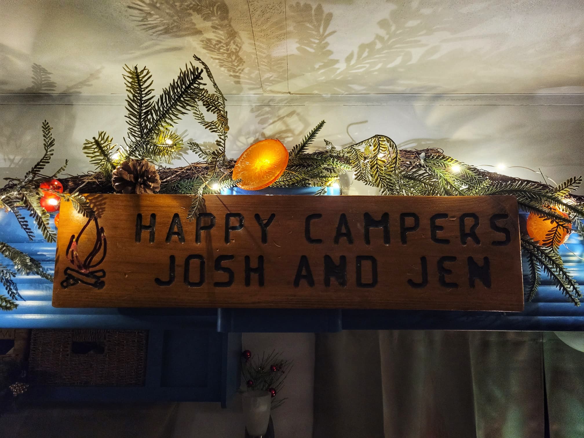 photo of my 2023 christmas decor in our rv