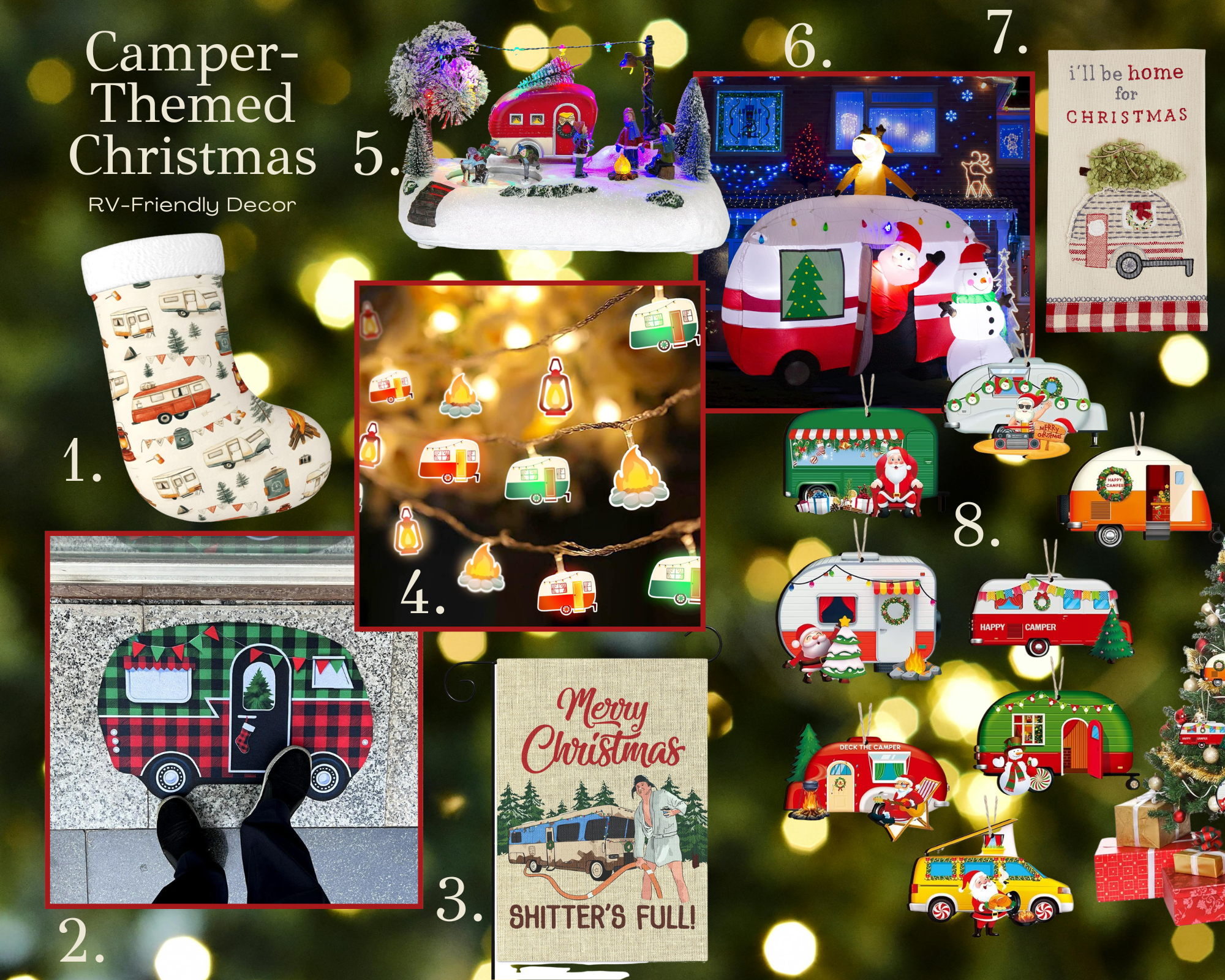 camper themed christmas decor moodboard
