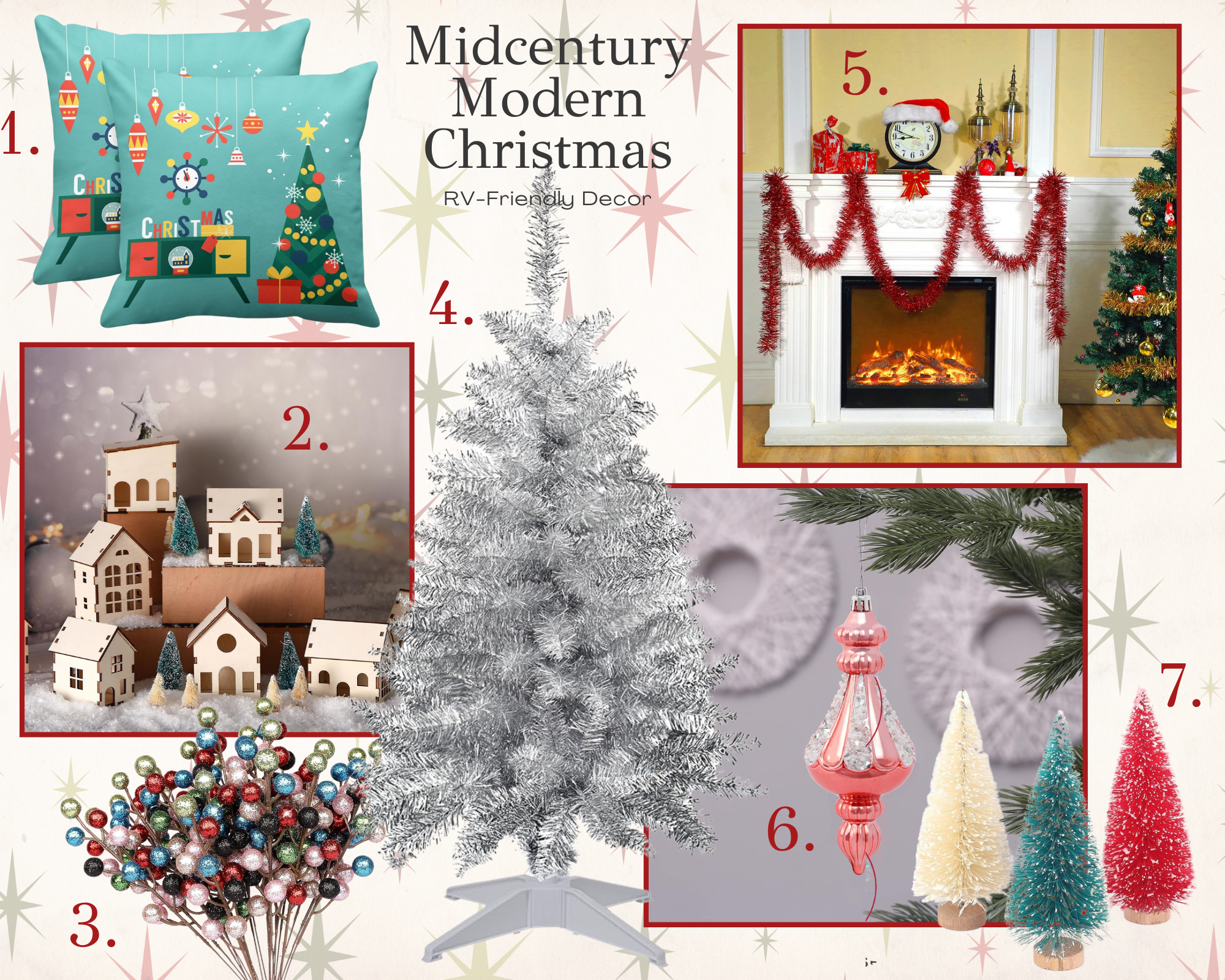 midcentury modern christmas decor moodboard