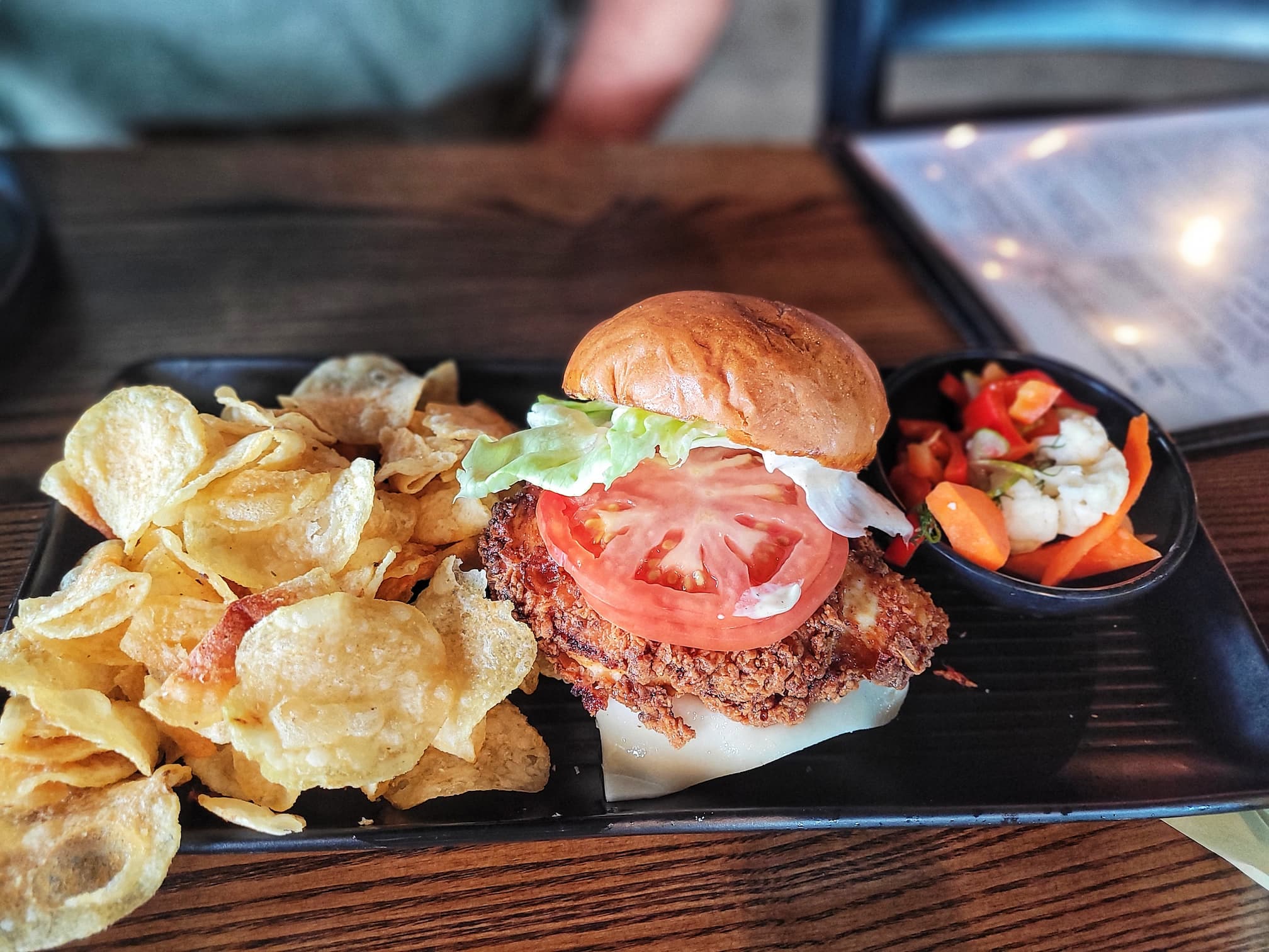 photo of tumbled rock brewing burger
