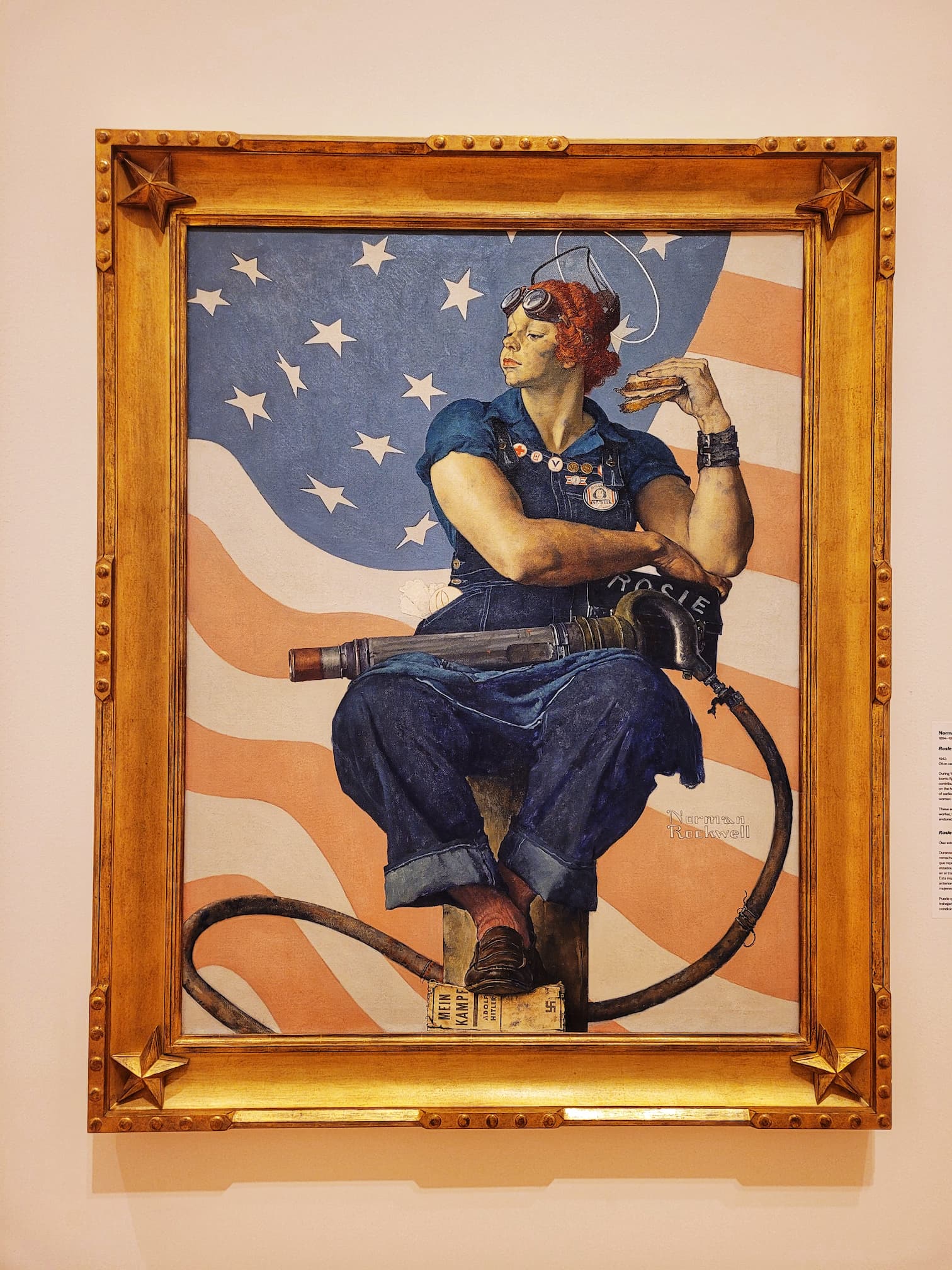 photo of rosie the riveter painting by norman rockwell