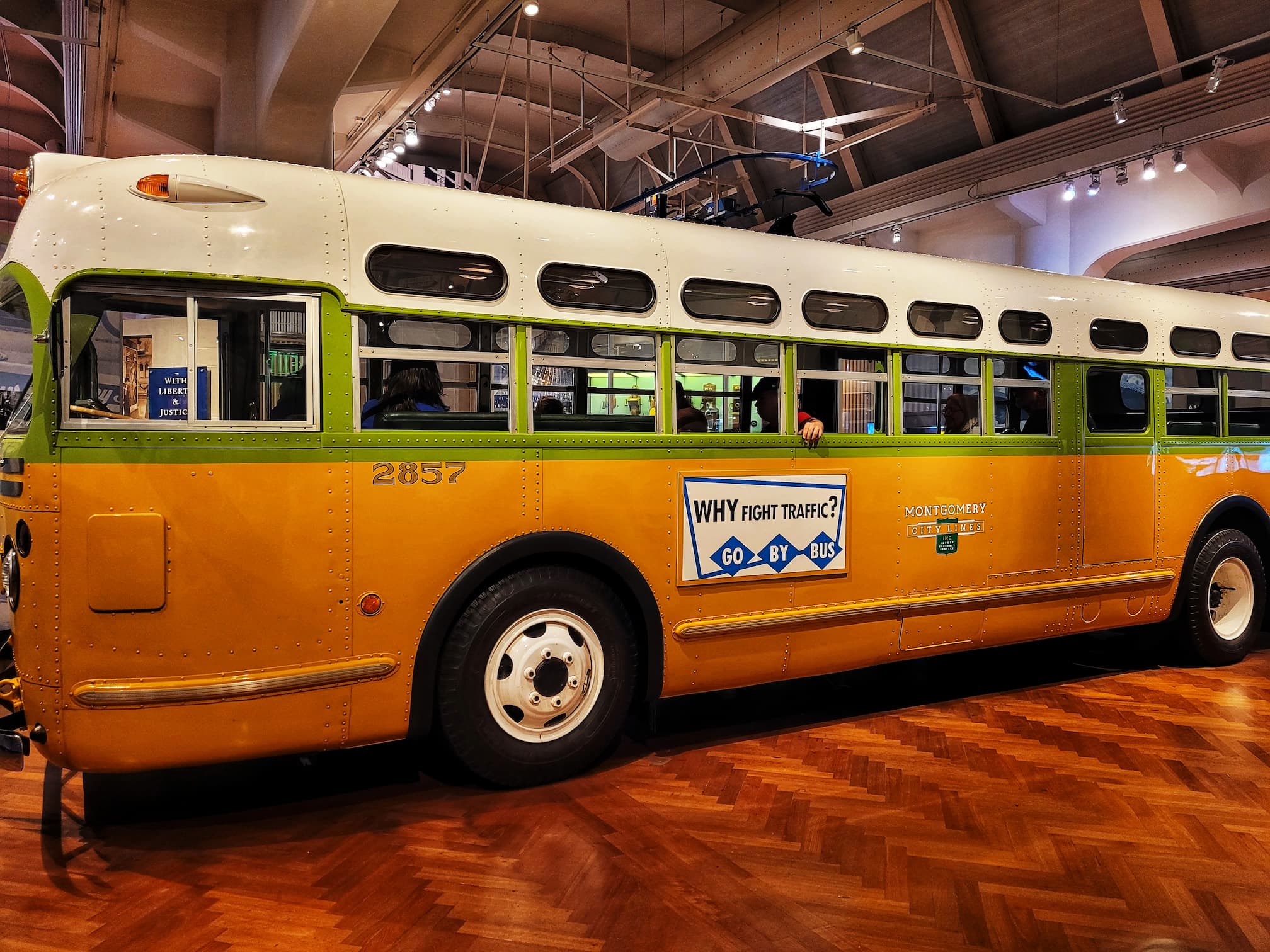 photo of rosa park's bus at the henry ford museum