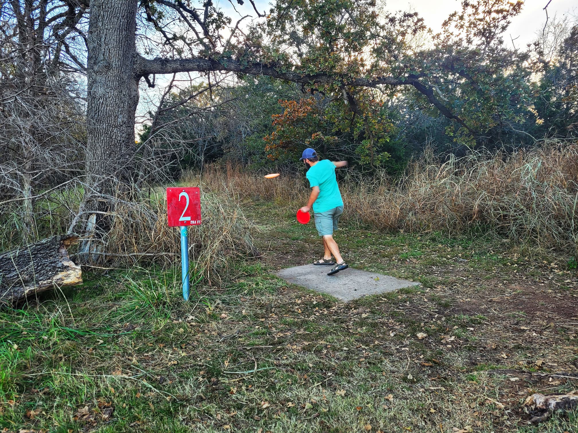 photo of josh playing disc golf at arcadia lake