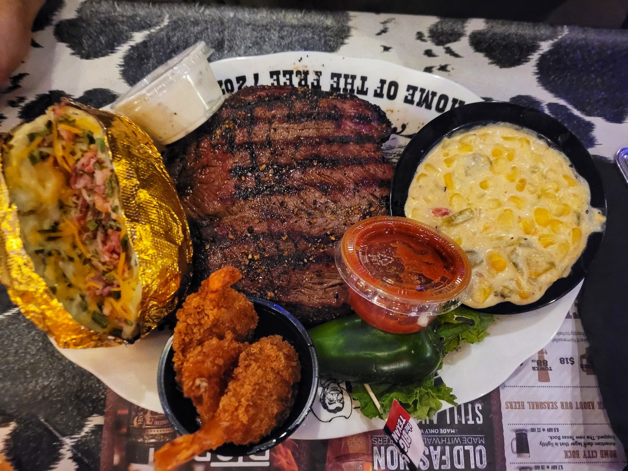 photo of big texan steak ranch dinner