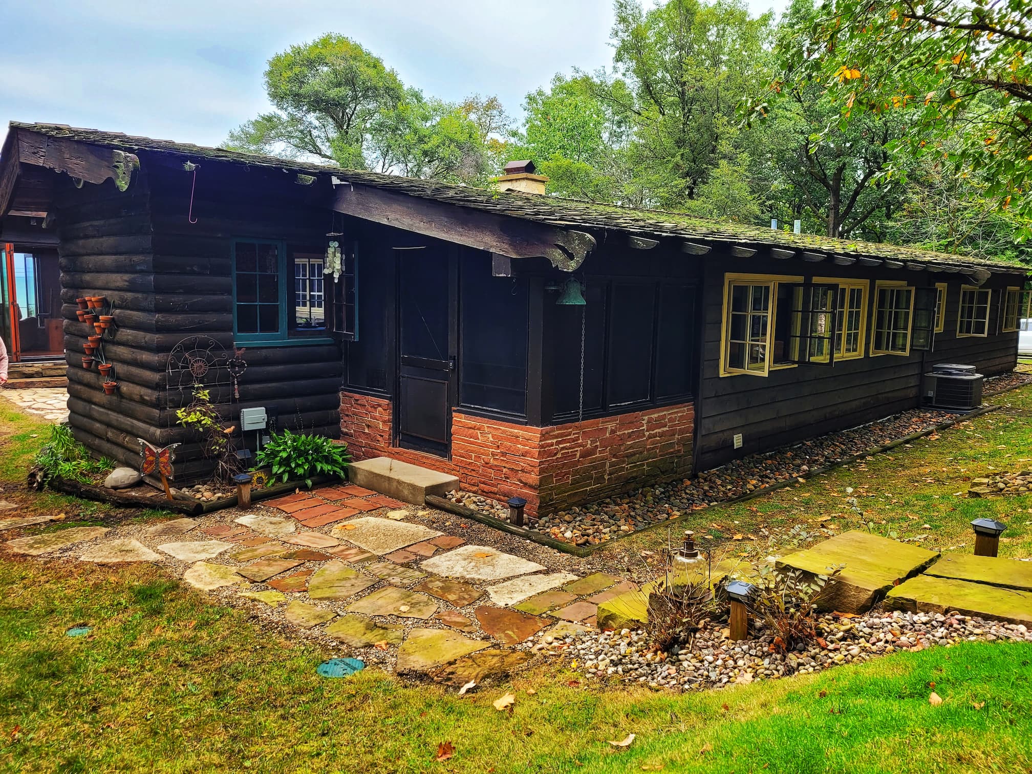 photo of cypress log home