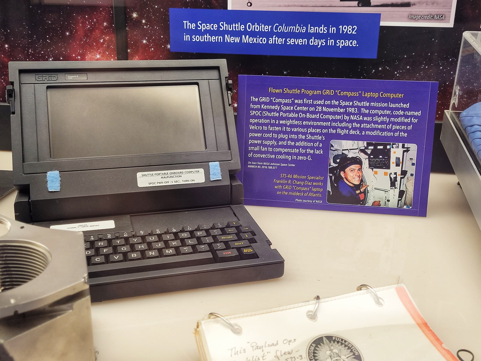 photo of space shuttle laptop