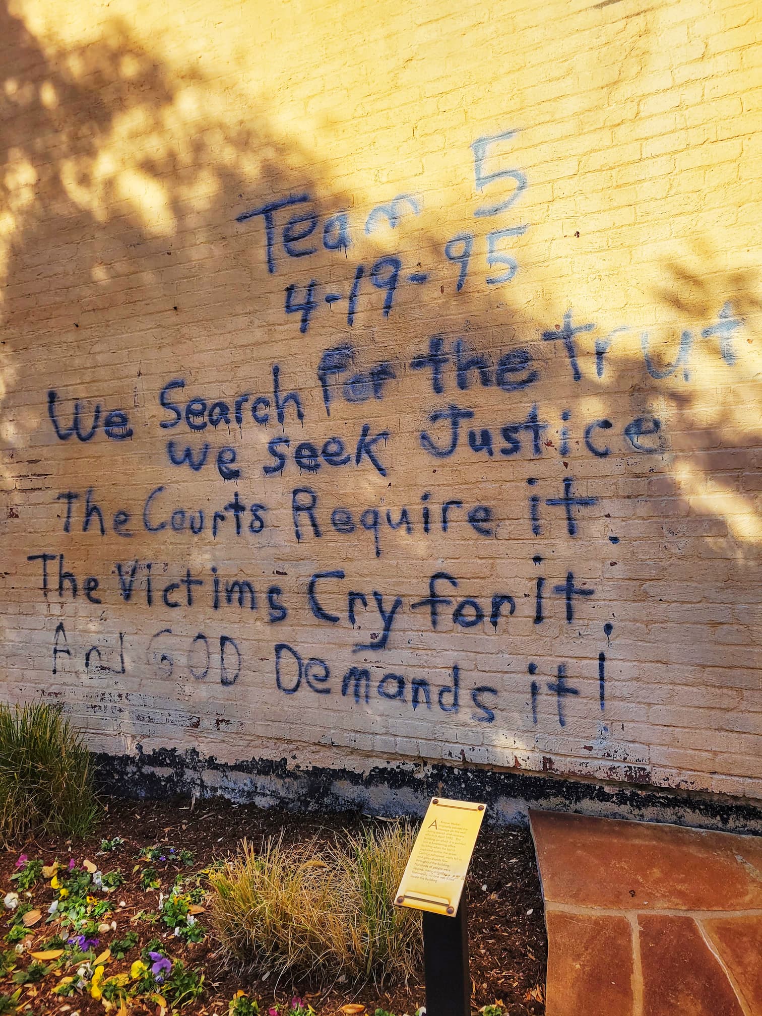 photo of okc memorial wall