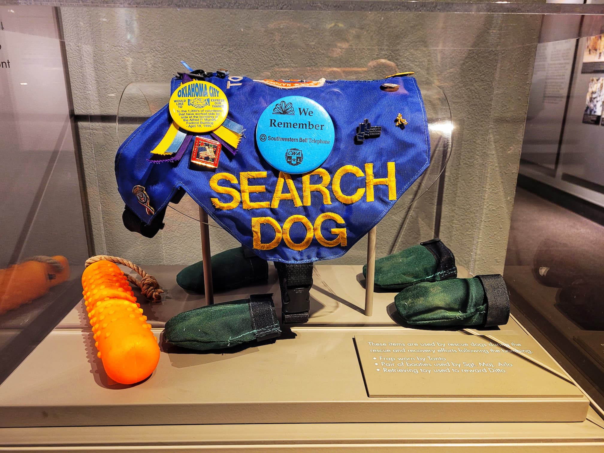 photo of search dog uniform from oklahoma city