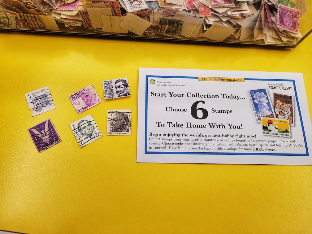 photo of national postal museum stamp collection activity