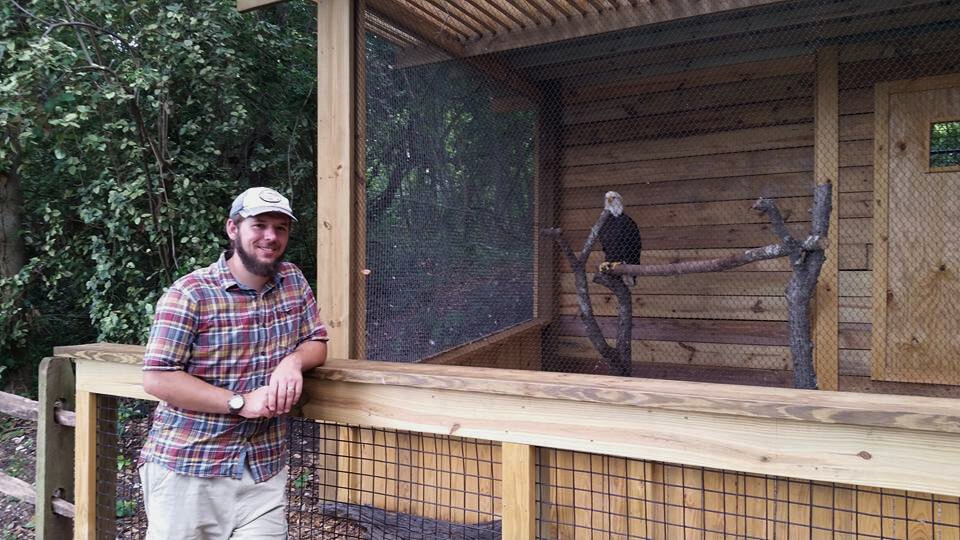 photo of josh with eagle at charles towne landing