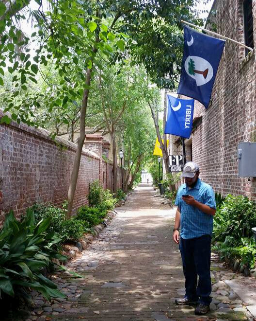 photo of josh geocaching in charleston