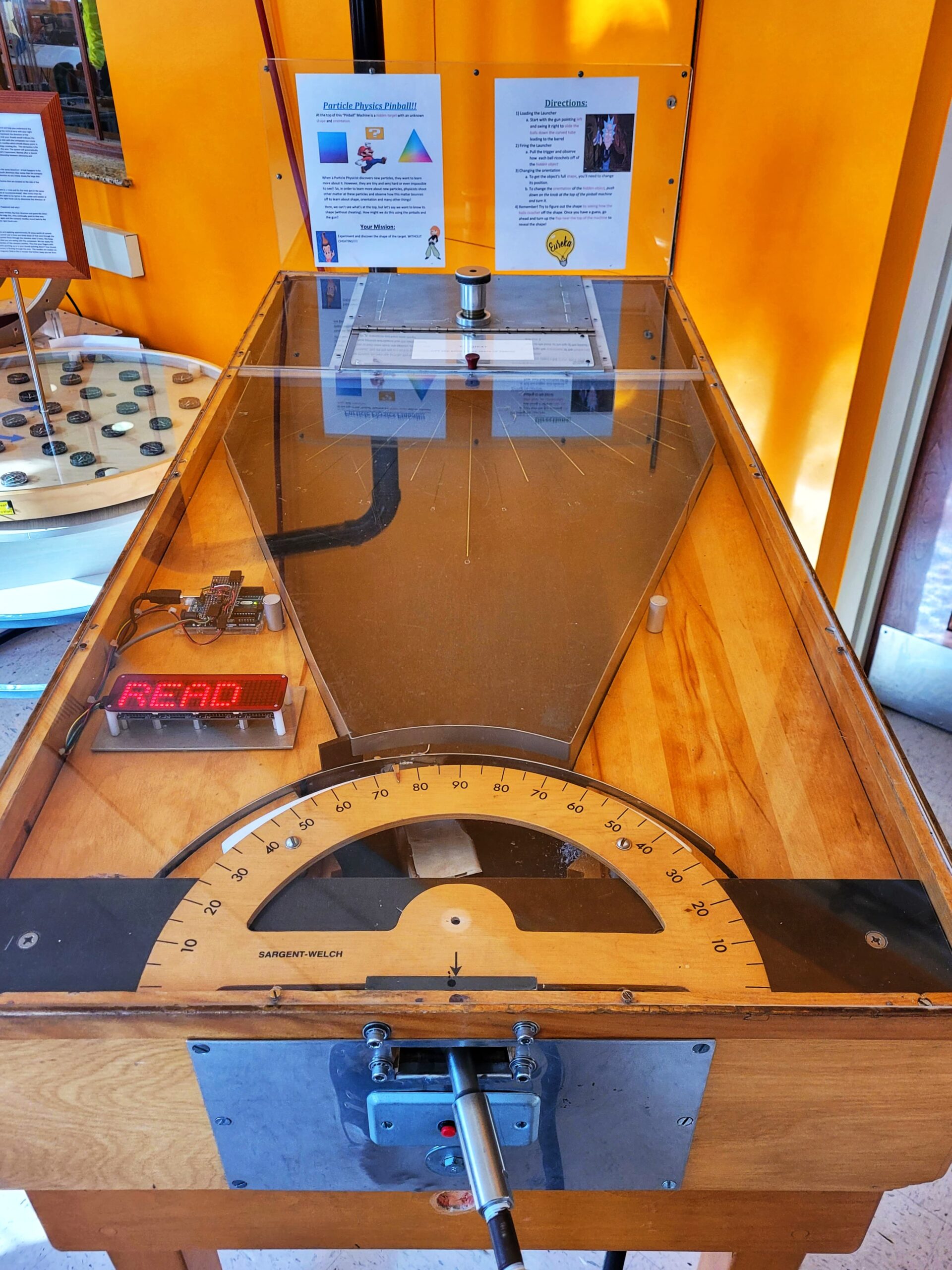 photo of particle physics pinball at ingersoll physics museum