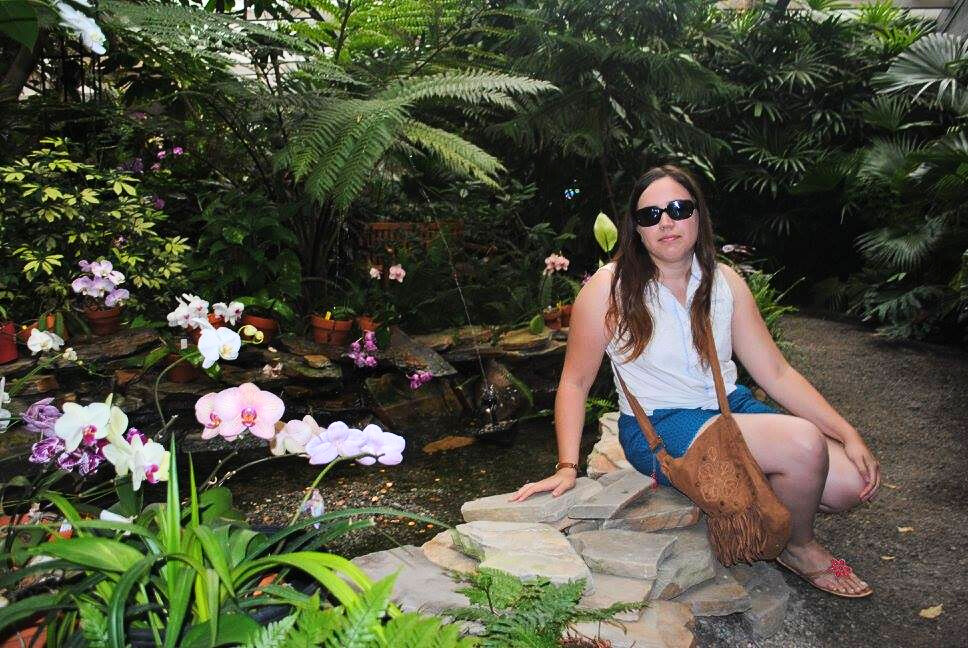 photo of jen in orchid house