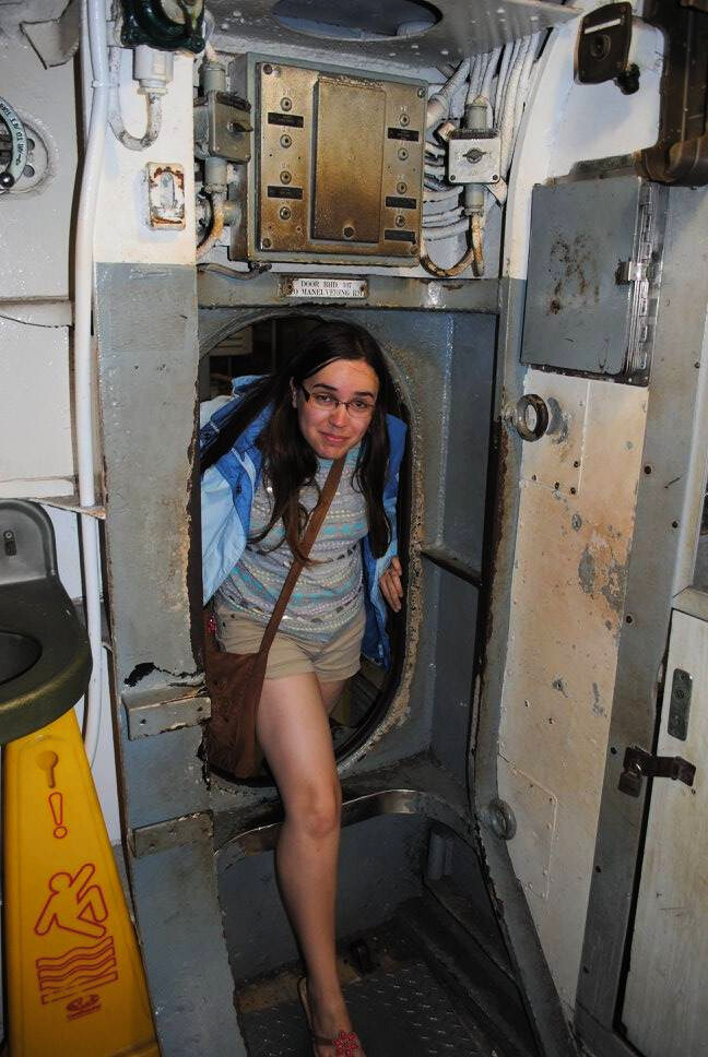 photo of jen inside uss clagamore