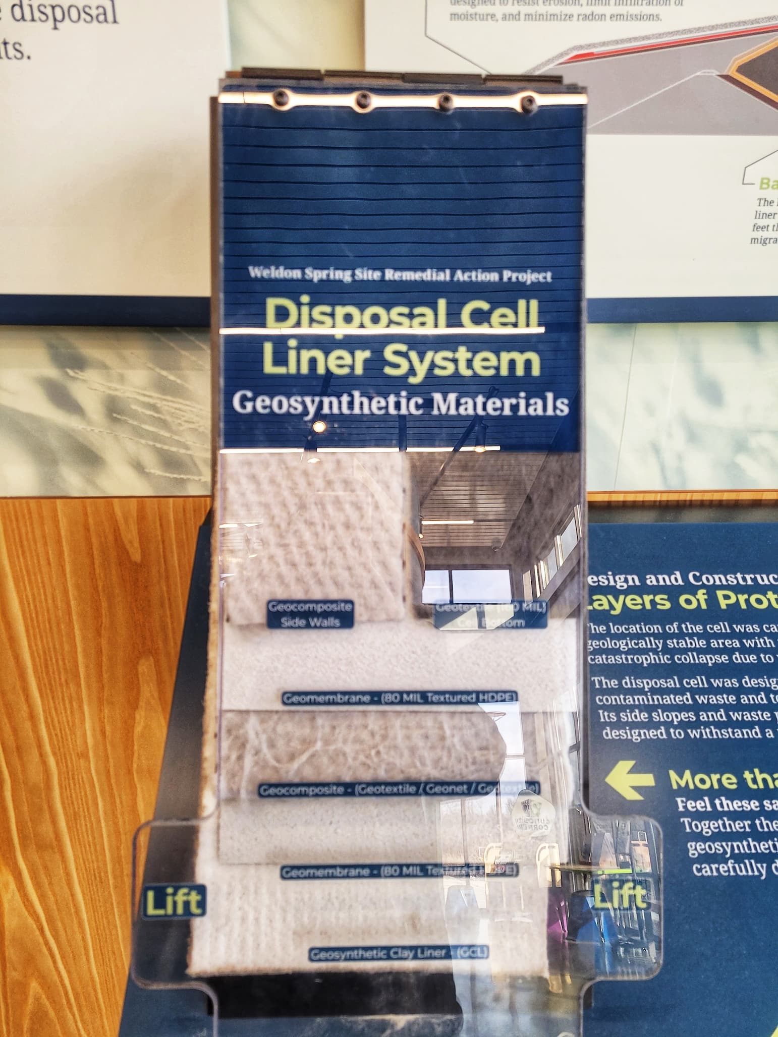 photo of exhibit on how the disposal cell was created