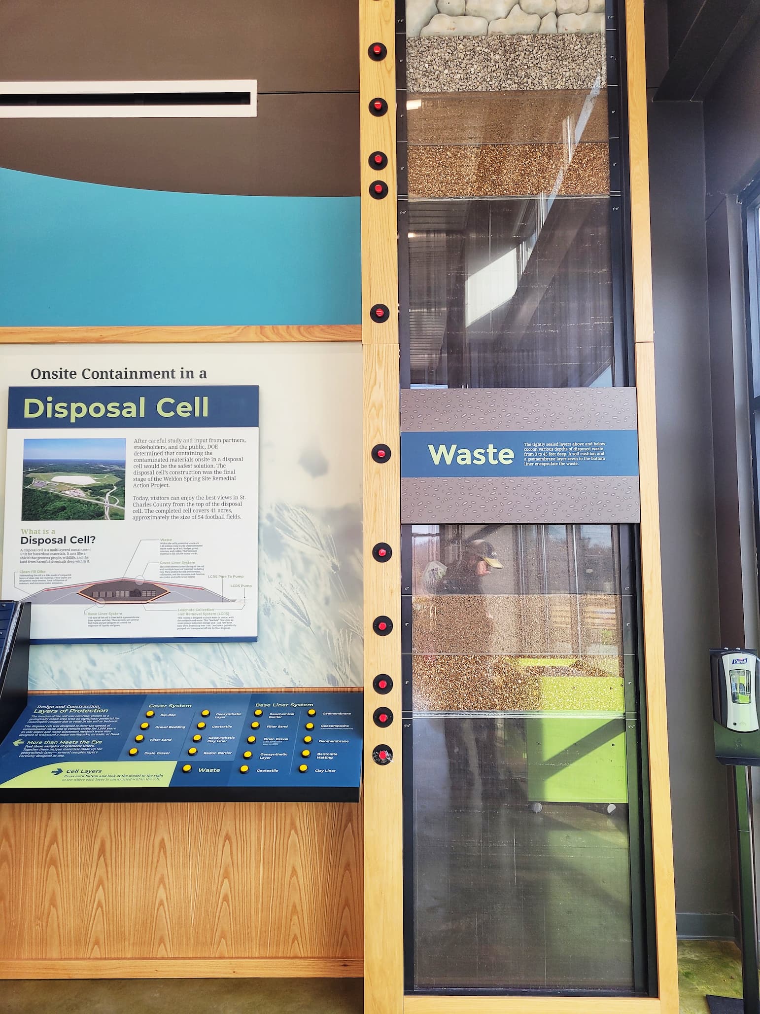 photo of exhibit on how the disposal cell was created