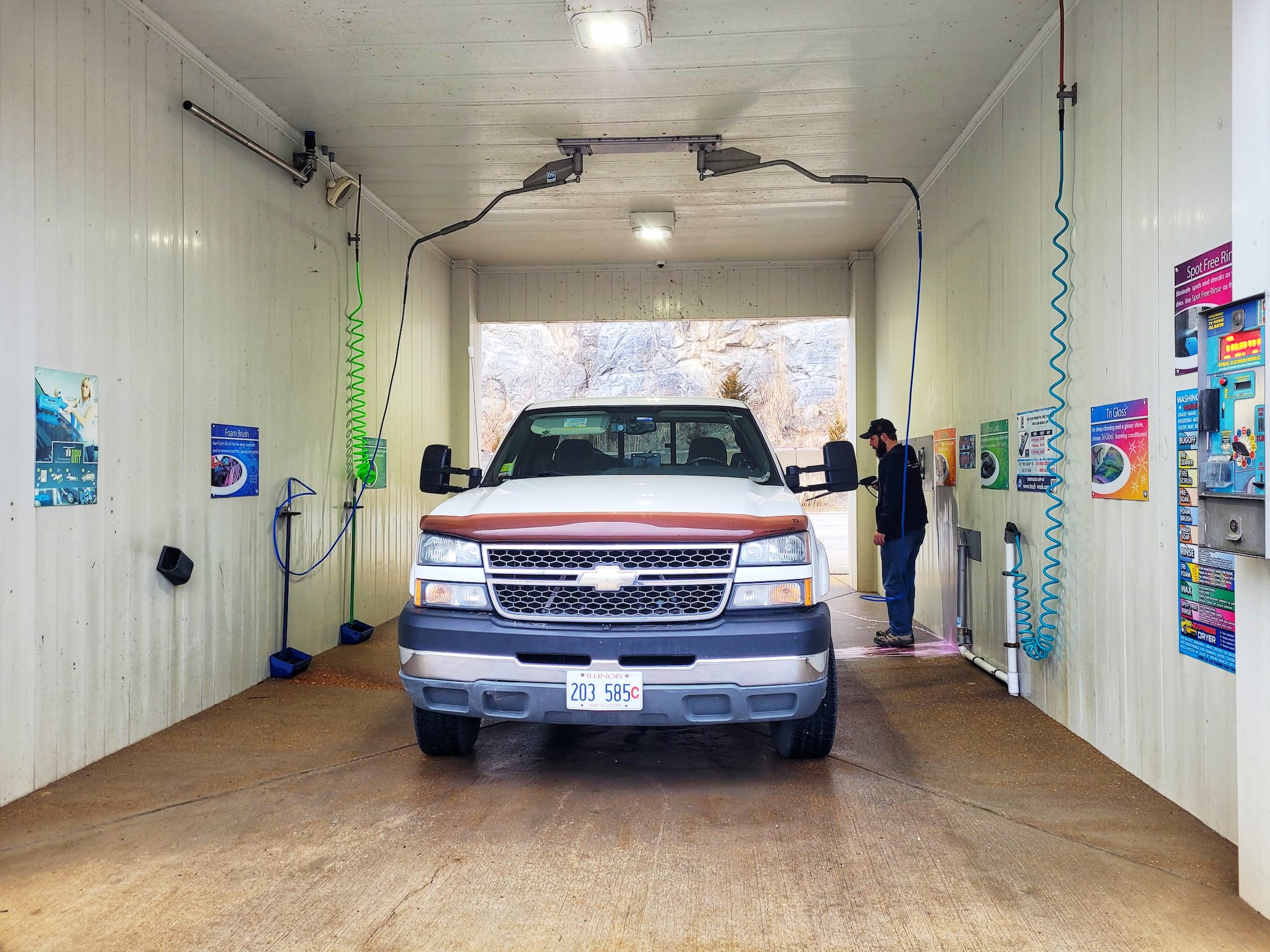 photo of josh washing our truck at beacon car wash