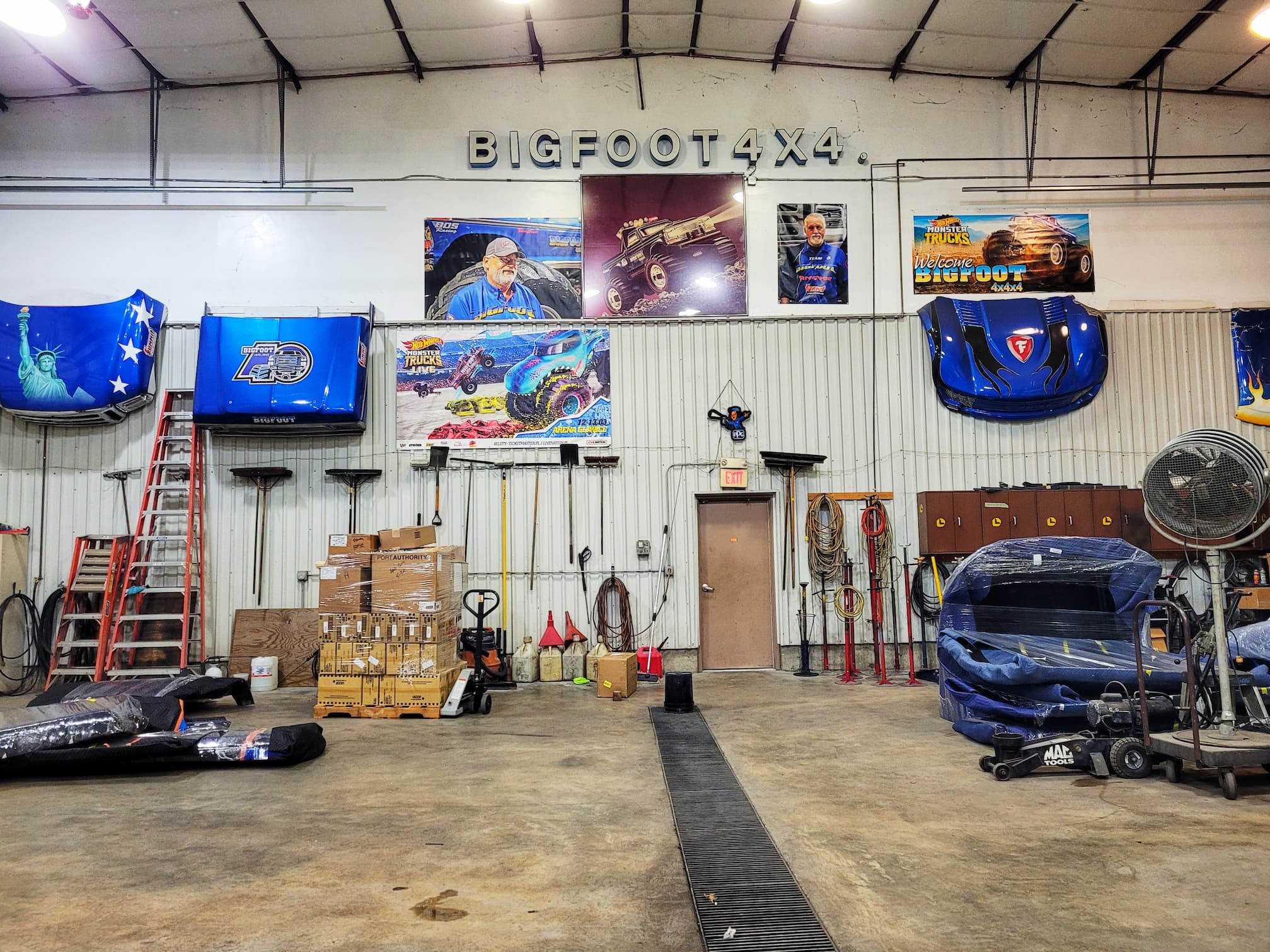 photo of insider of bigfoot 4x4 garage