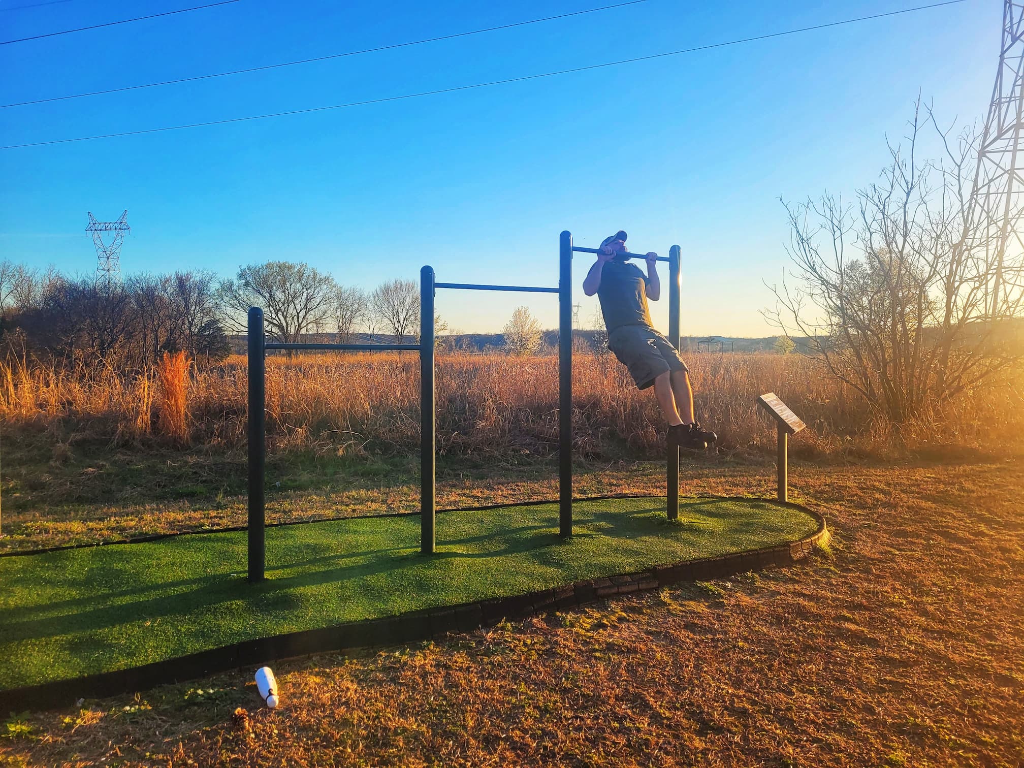 photo of josh doing pull ups at brush creek park