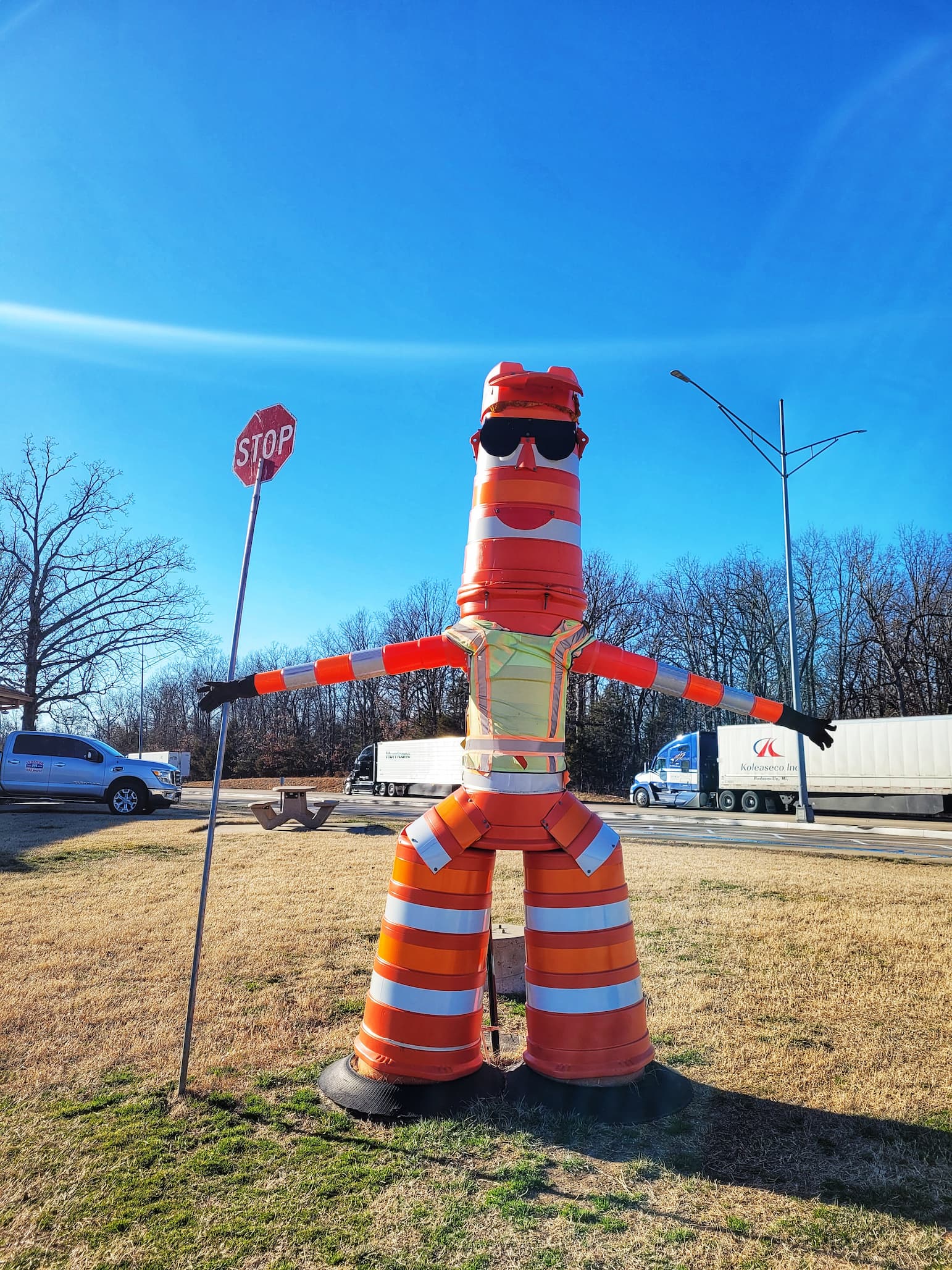 photo of conway rest area traffic man