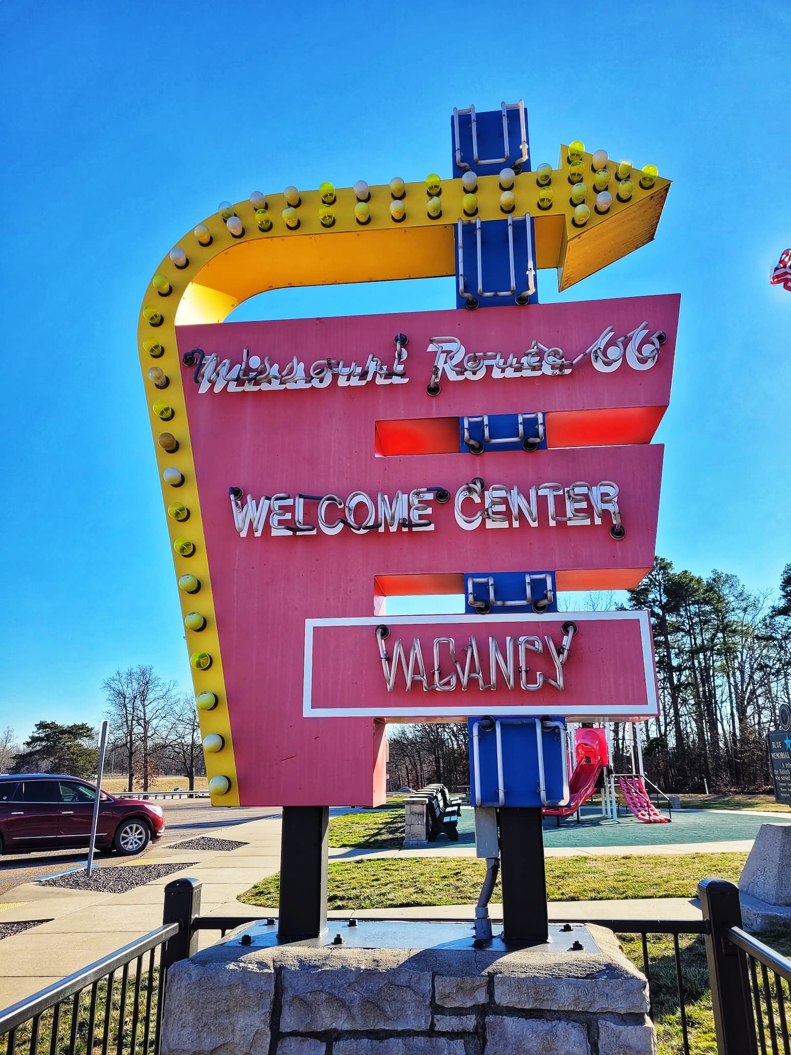 photo of conway rest area neon sign