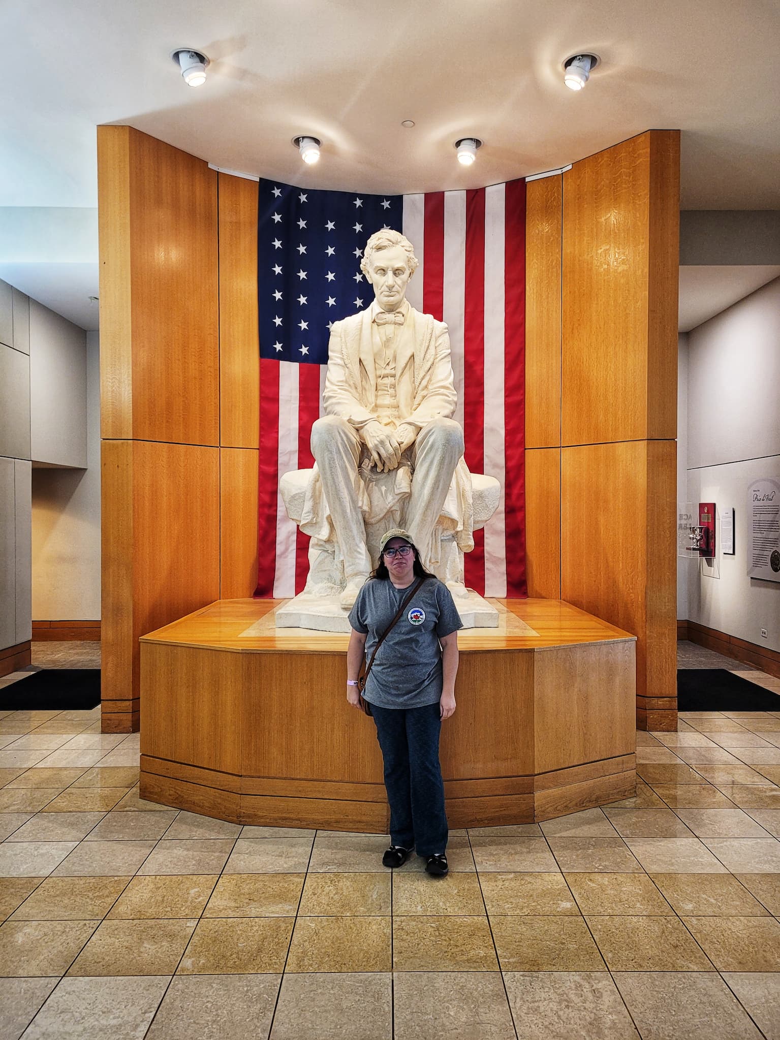 photo of jen in front of lincoln statue at national cowboy museum