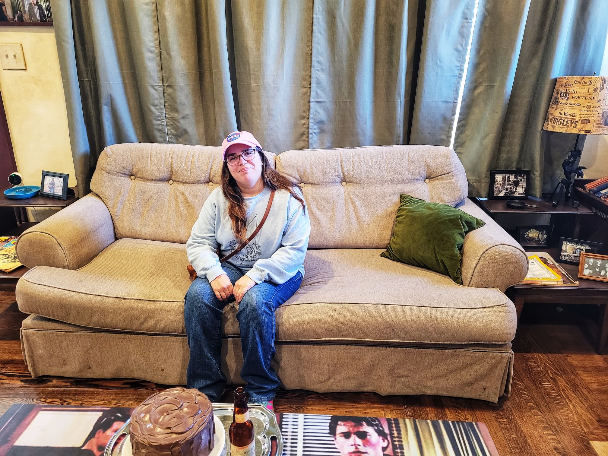 photo of jen in living room of the outsiders house