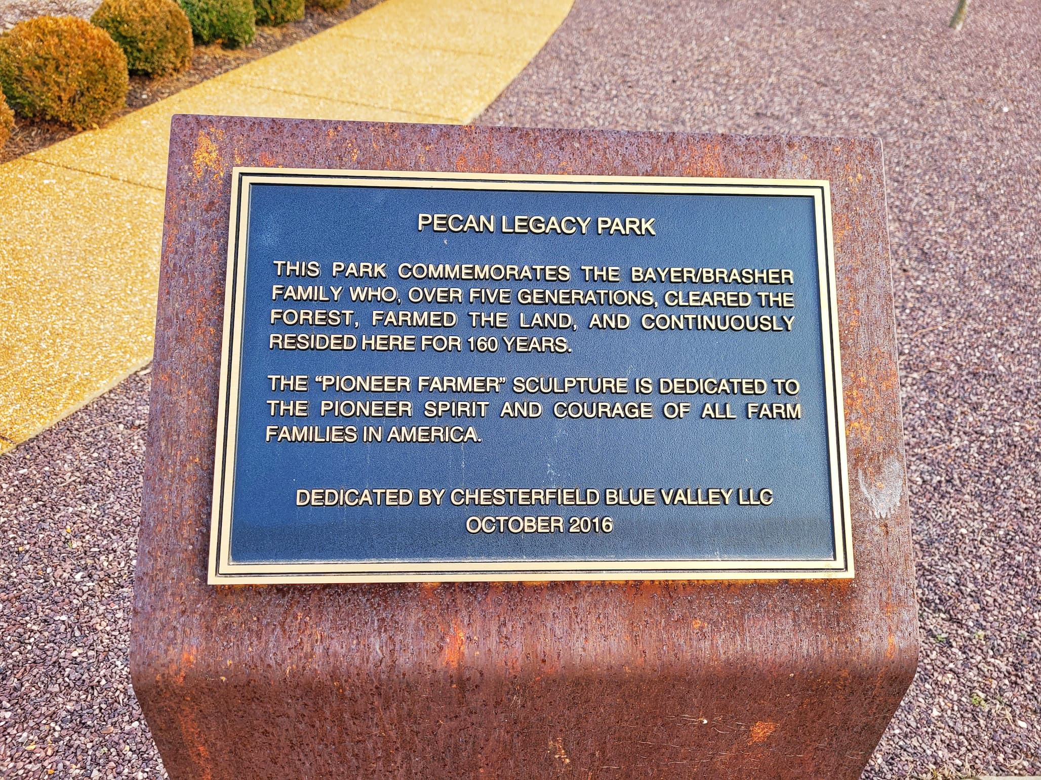 photo of pecan legacy park second sign