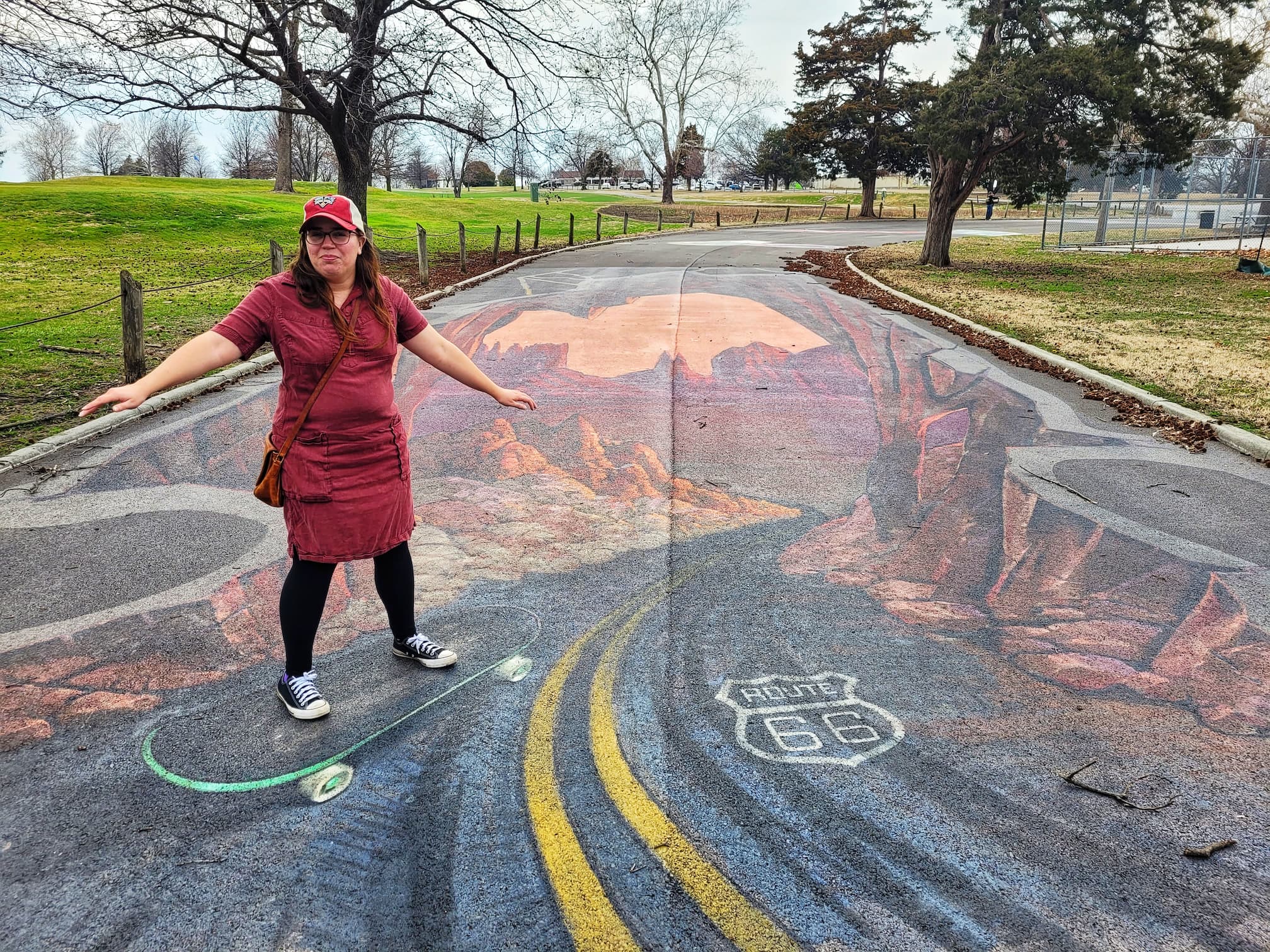 photo of jen with route 66 street art