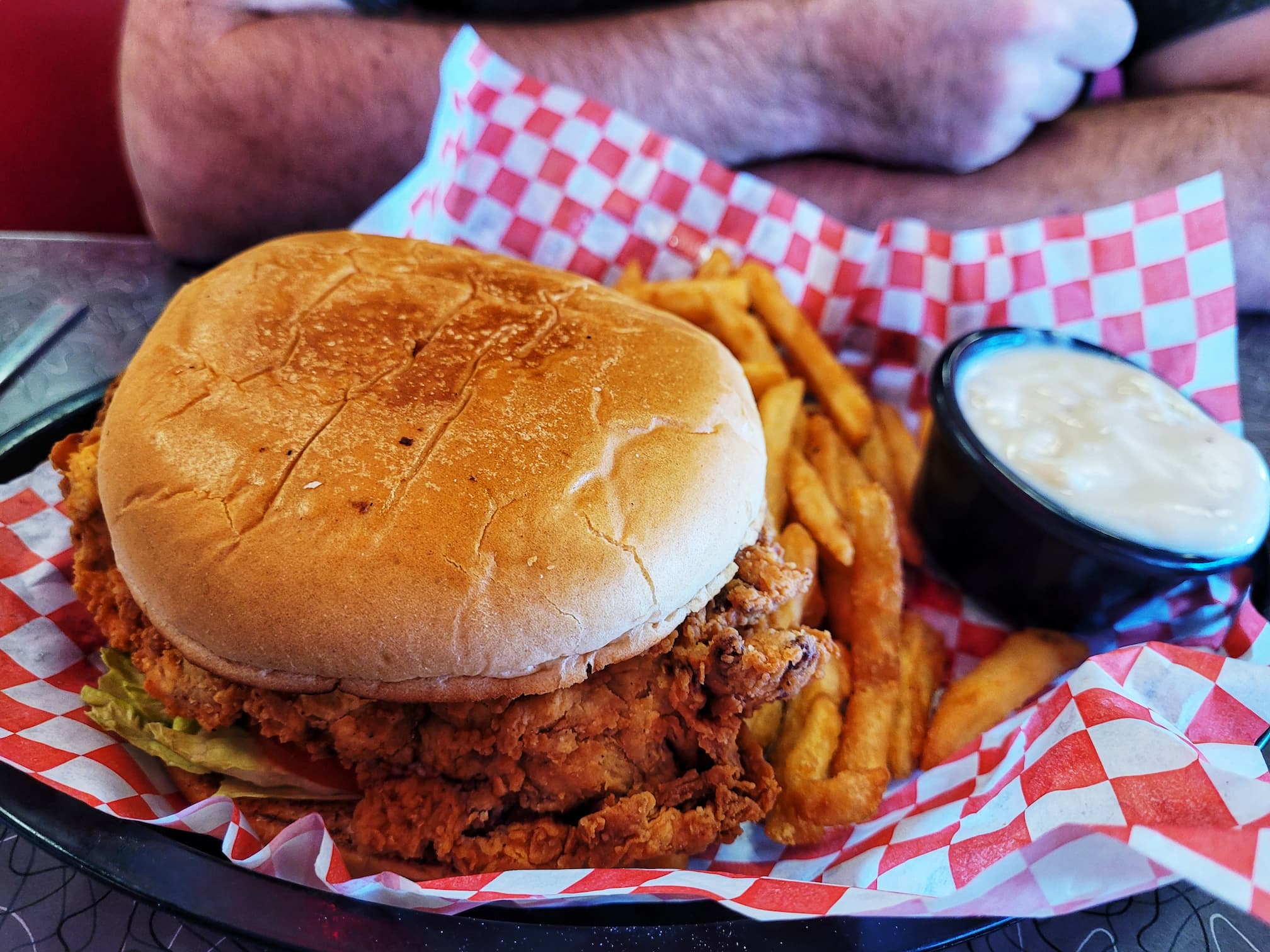 photo of chicken fried steak sandwich at tally's good food cafe