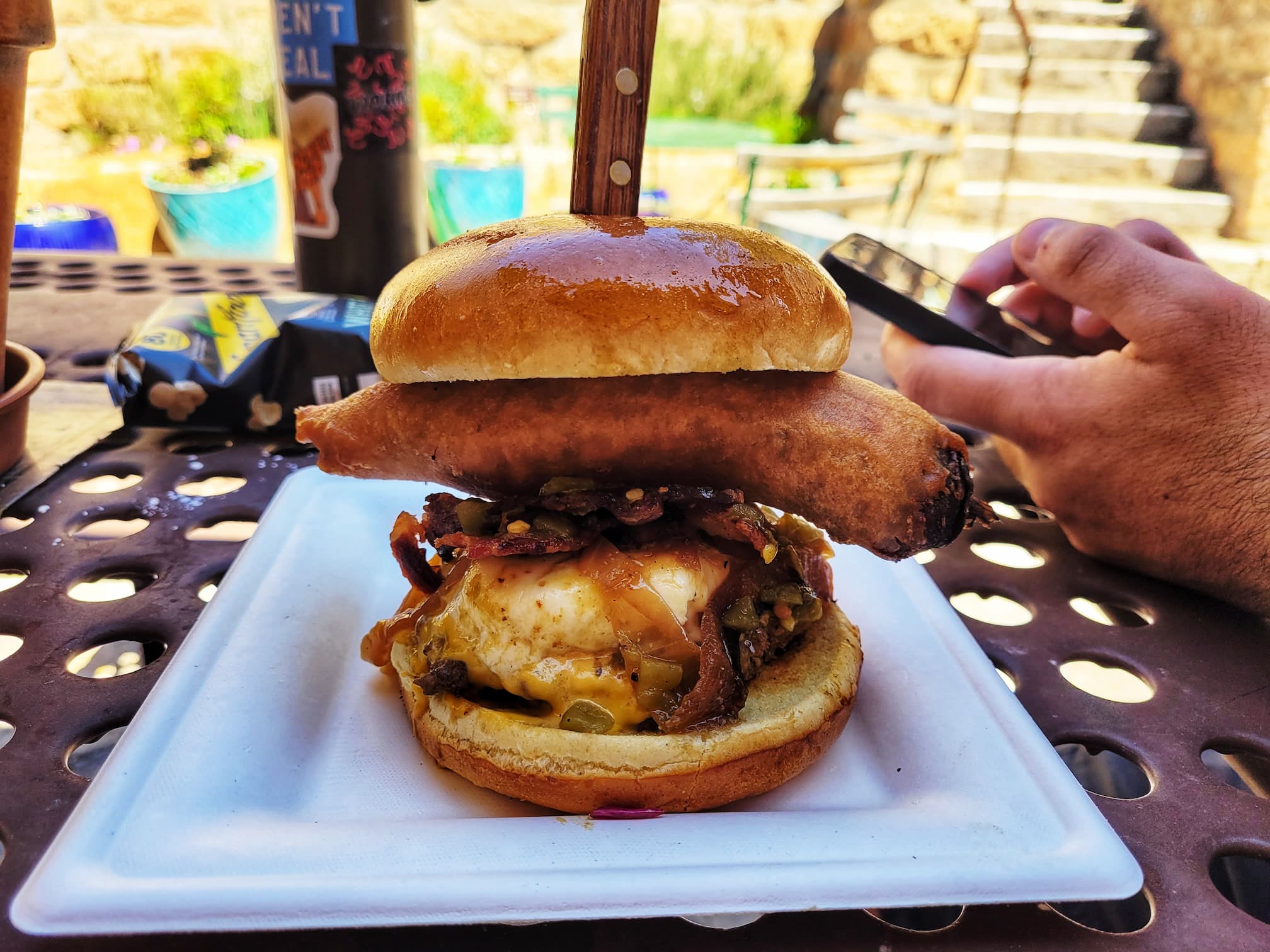 photo of burger from cafe at bandelier national monument