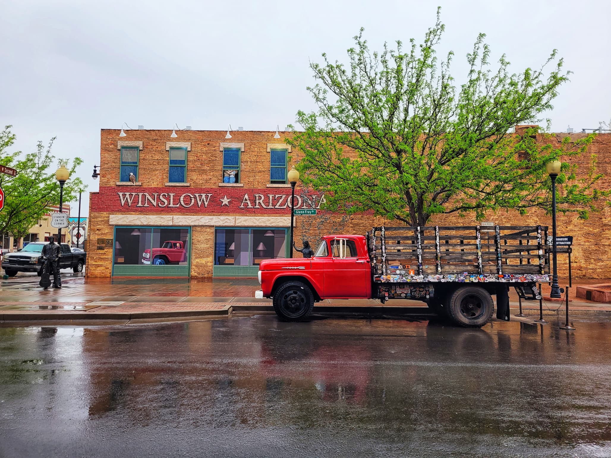 photo of winslow standin' on the corner park