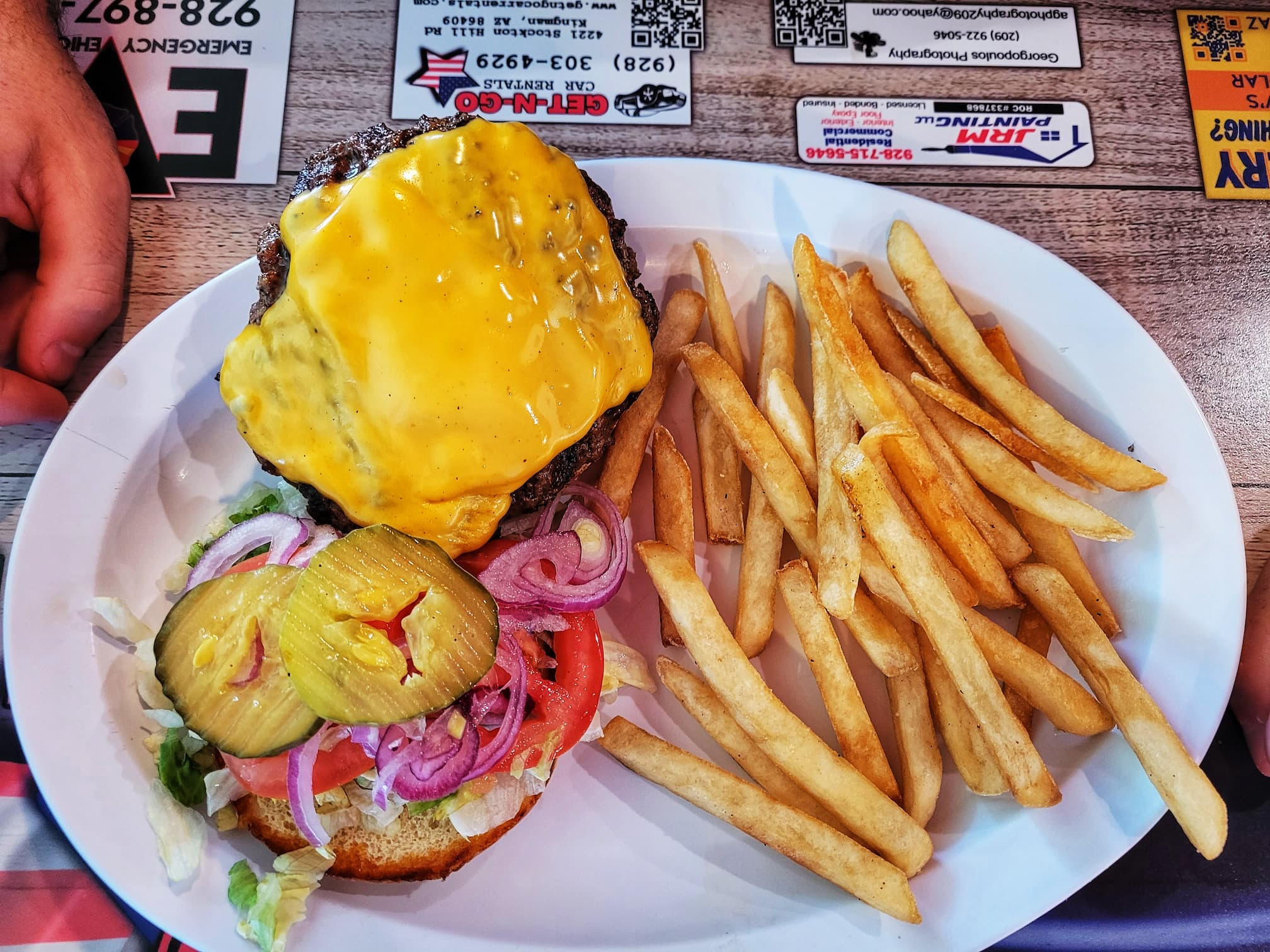 photo of burger from rutherford's family diner